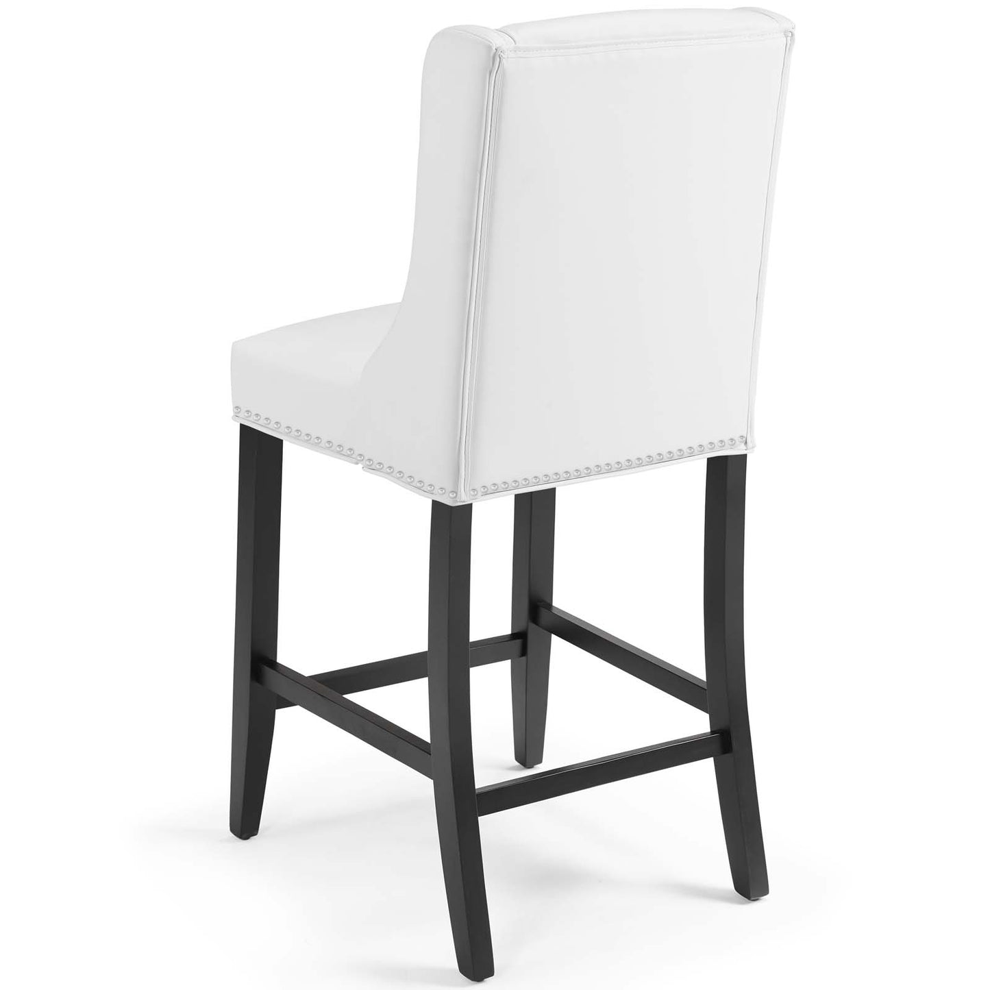 Baron Counter Stool Faux Leather Set of 2, Faux Leather, Wood, White, 19011