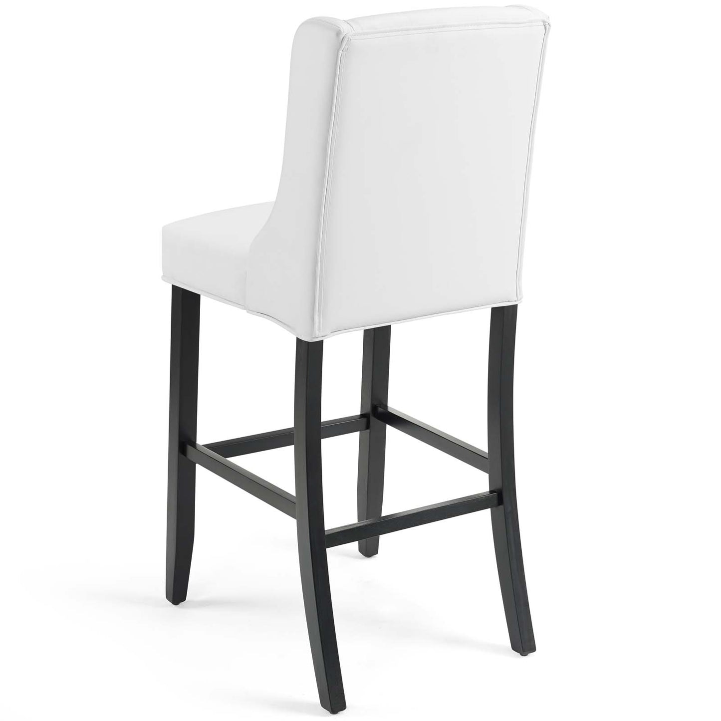Baronet Bar Stool Faux Leather Set of 2, Faux Leather, Wood, White, 19028