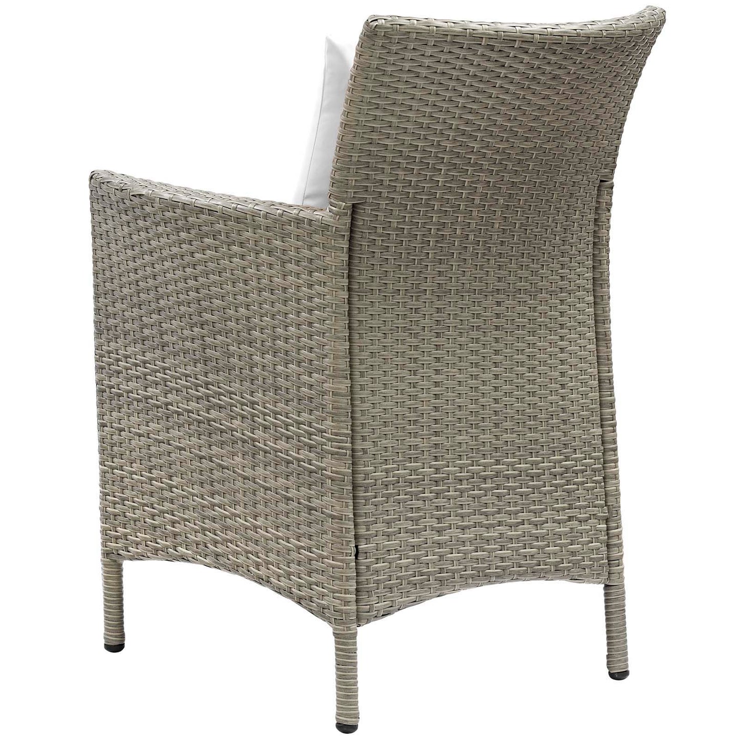 Conduit Outdoor Patio Wicker Rattan Dining Armchair Set of 4, Rattan, Wicker, Light Grey Gray White, 19069