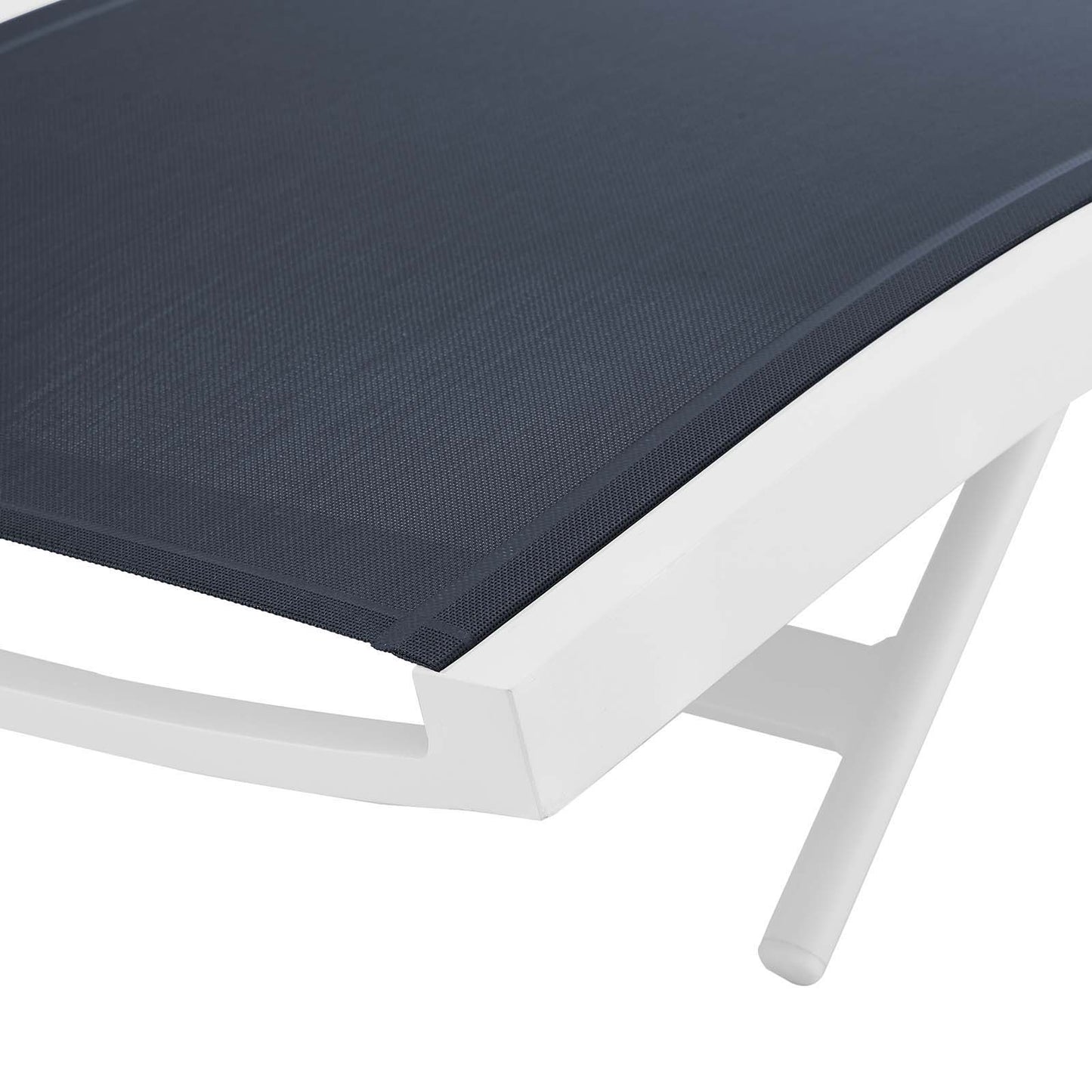 Glimpse Outdoor Patio Mesh Chaise Lounge Set of 2, Aluminum, Metal, Steel, White Blue Navy, 19112