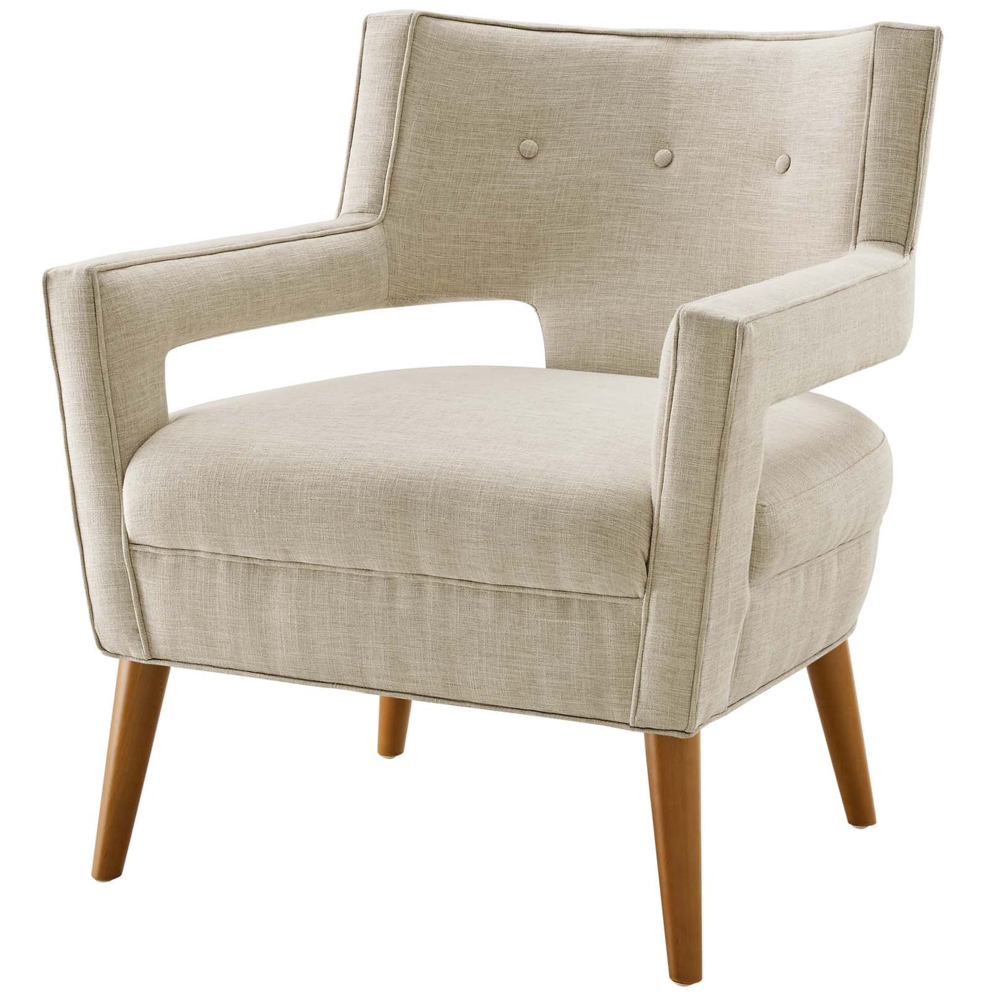 Sheer Upholstered Fabric Loveseat and Armchair Set, Fabric, Beige, 19165
