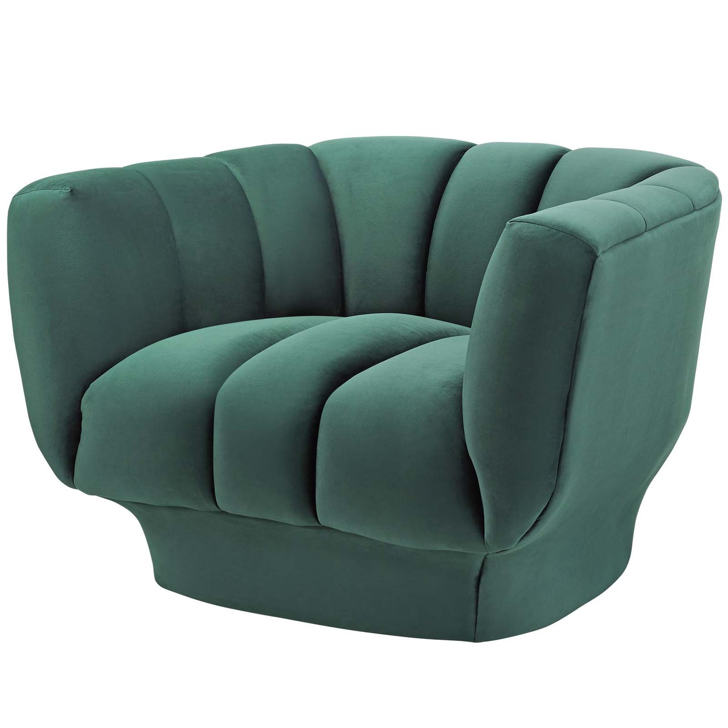 Entertain Vertical Channel Tufted Performance Velvet 3 Piece Set, Velvet, Green, 19181