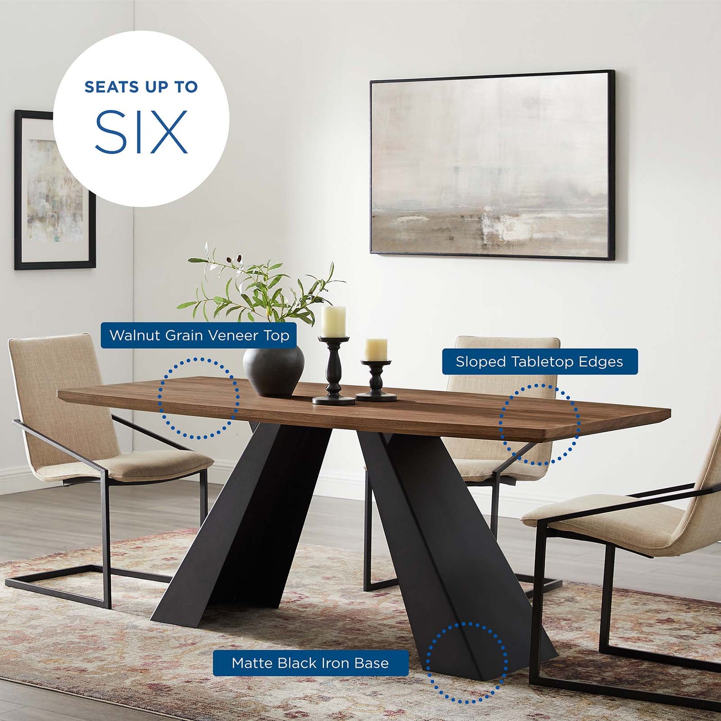 Elevate Dining Table, Wood, Metal Steel, Brown Walnut, 19194