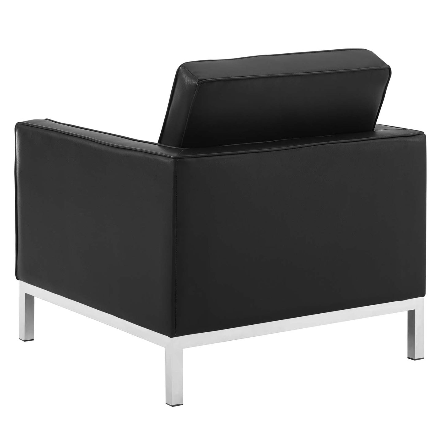 Loft Tufted Upholstered Faux Leather Armchair Set of 2, Faux Leather, Silver Black, 19217