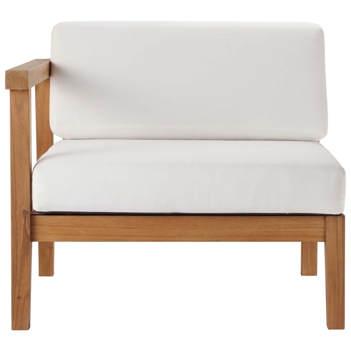 Bayport Outdoor Patio Teak Wood Left-Arm Chair, Wood, Brown Natural White, 19286
