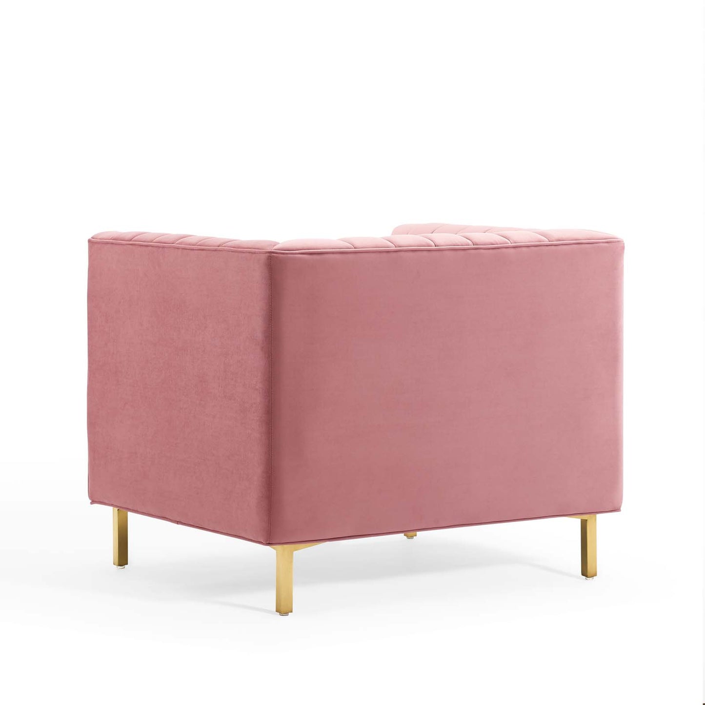 Shift Channel Tufted Performance Velvet Armchair, Velvet, Pink, 19288