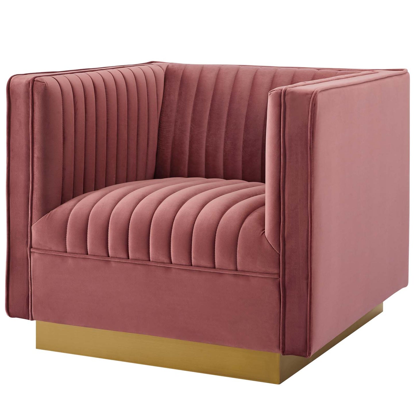 Sanguine 3 Piece Vertical Channel Tufted Upholstered Performance Velvet Set, Velvet, Pink, 19355