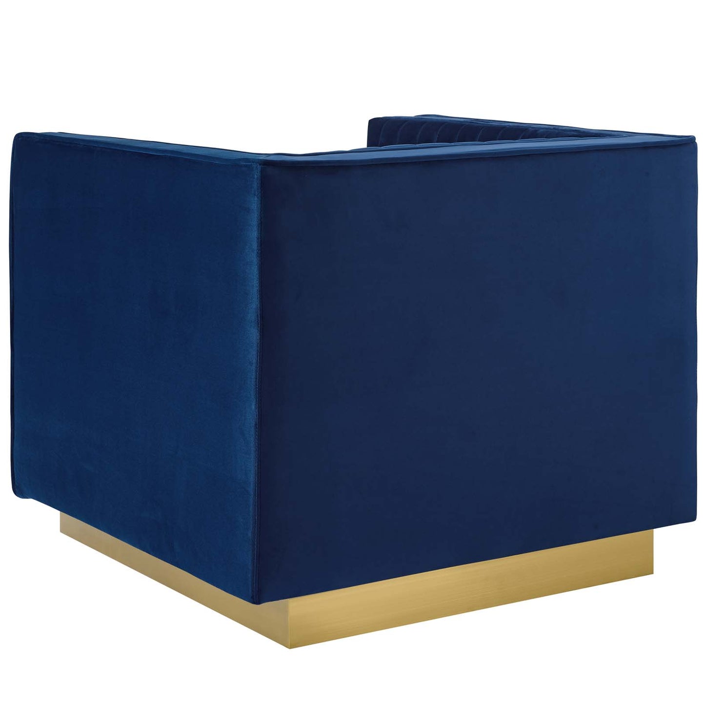 Sanguine Vertical Channel Tufted Upholstered Performance Velvet Armchair Set of 2, Velvet, Blue Navy, 19360