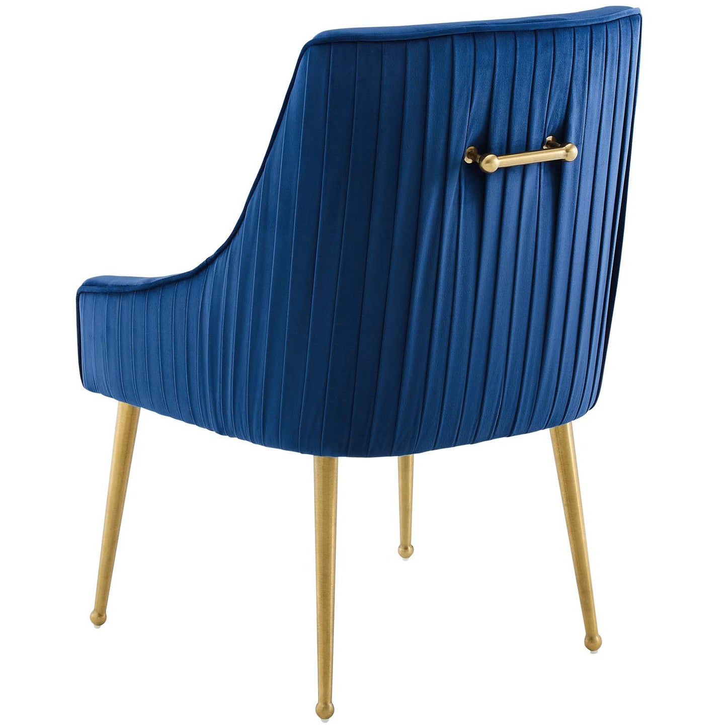 Discern Pleated Back Upholstered Performance Velvet Dining Chair Set of 2, Velvet, Metal Steel, Blue Navy, 19383