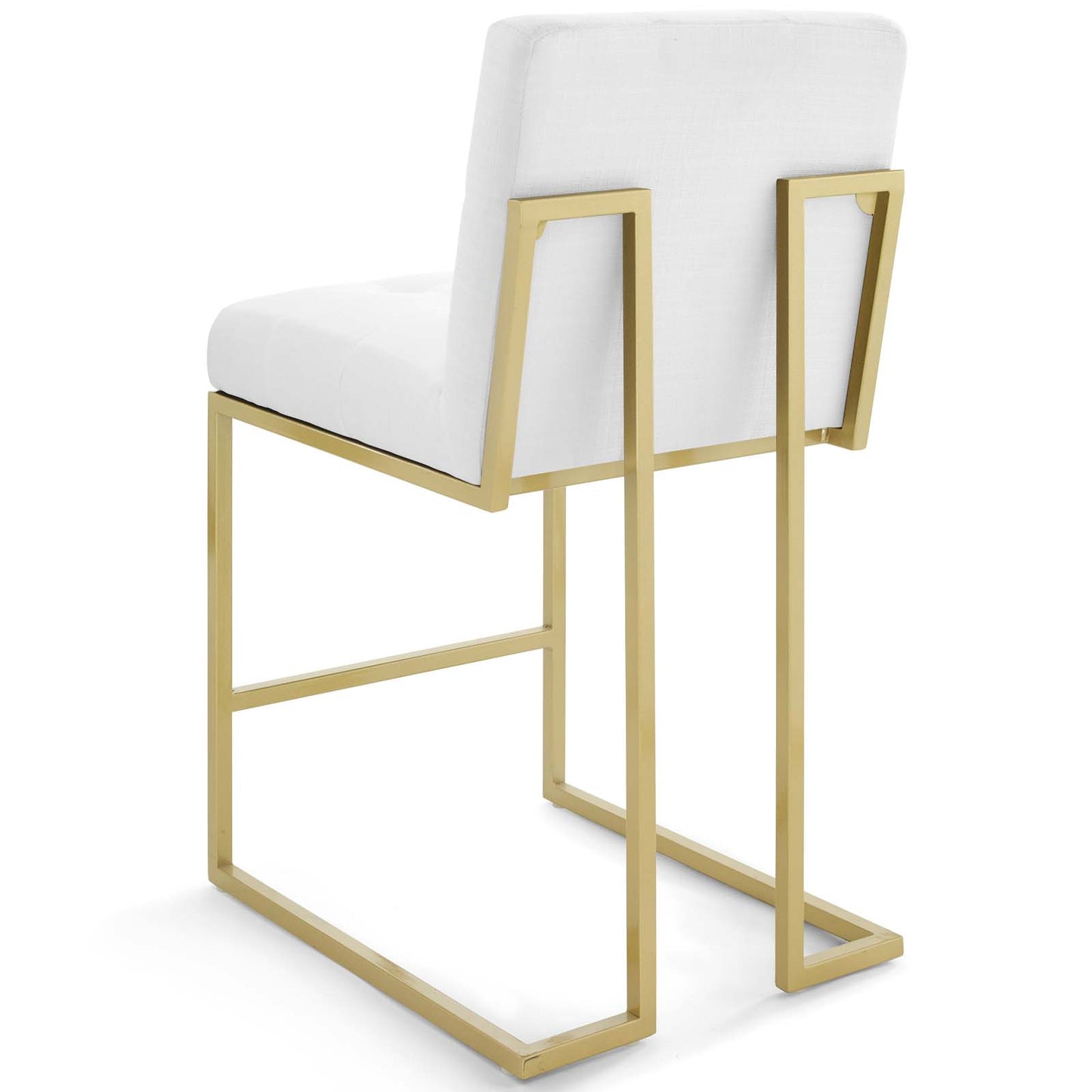 Privy Gold Stainless Steel Upholstered Fabric Counter Stool Set of 2, Fabric, Metal Steel, Gold White, 19406