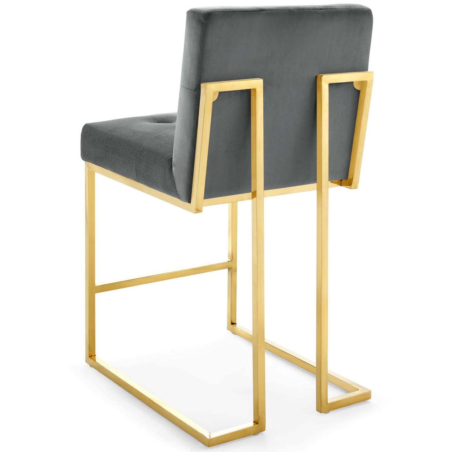 Privy Gold Stainless Steel Performance Velvet Counter Stool Set of 2, Velvet, Metal Steel, Gold Grey Gray, 19407