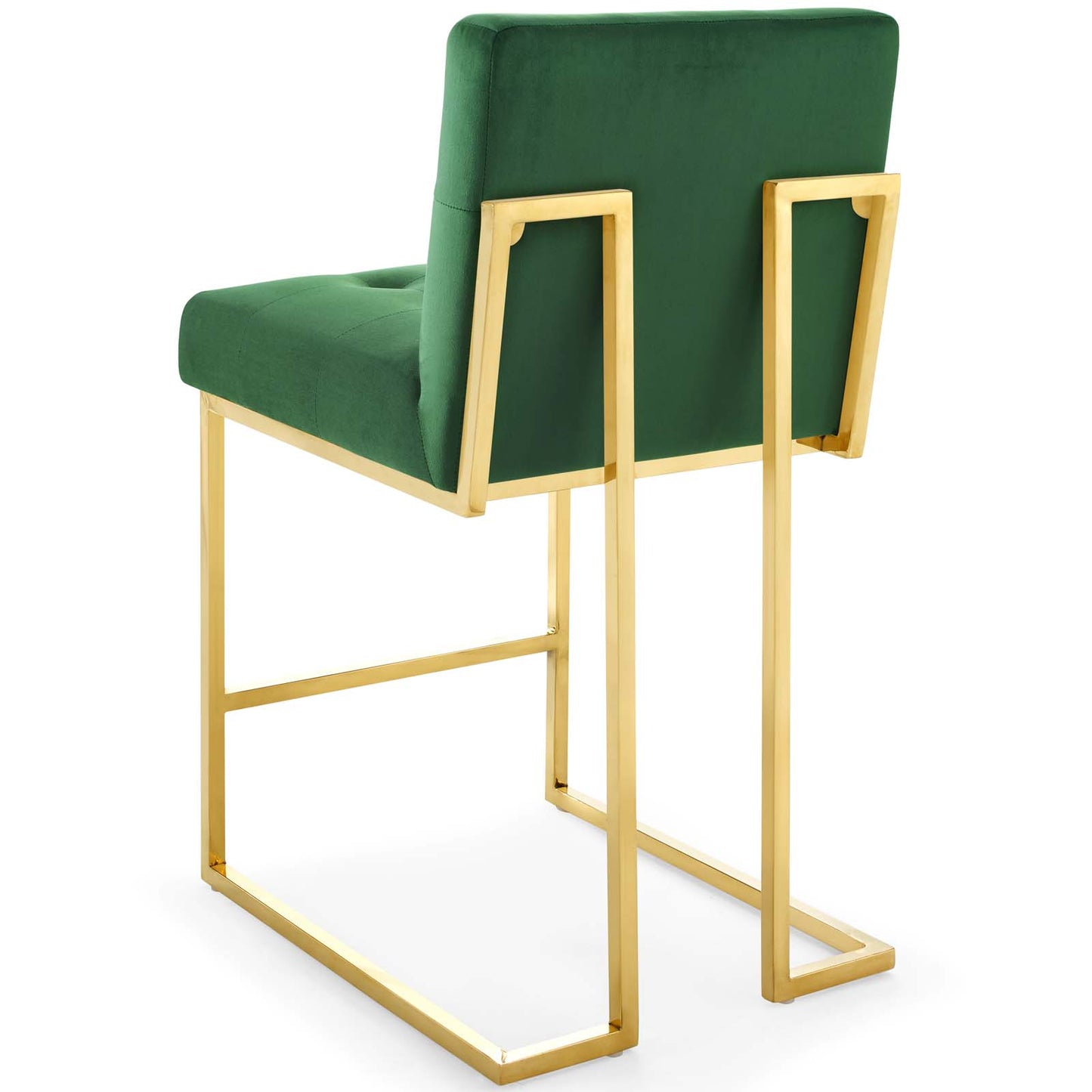 Privy Gold Stainless Steel Performance Velvet Counter Stool Set of 2, Velvet, Metal Steel, Gold Green, 19409