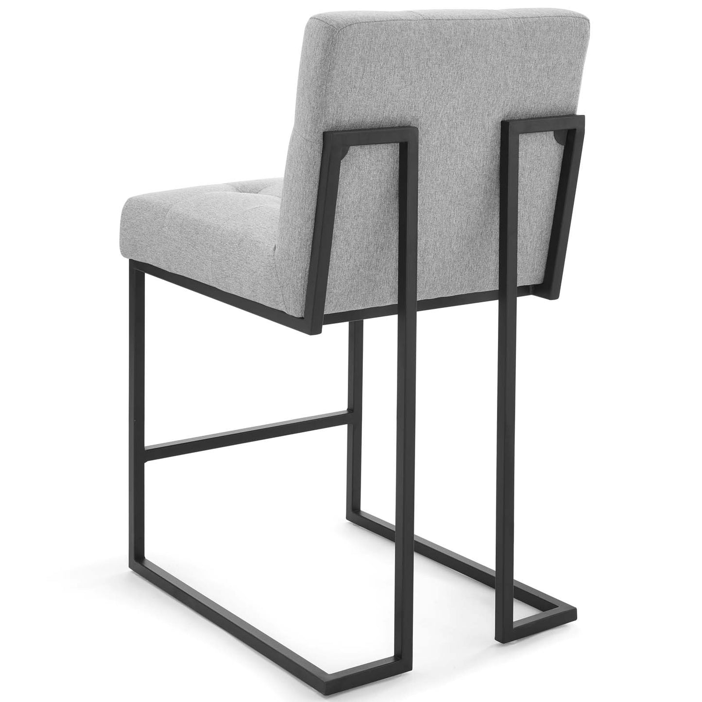 Privy Black Stainless Steel Upholstered Fabric Counter Stool Set of 2, Fabric, Metal Steel, Black Grey Gray, 19413