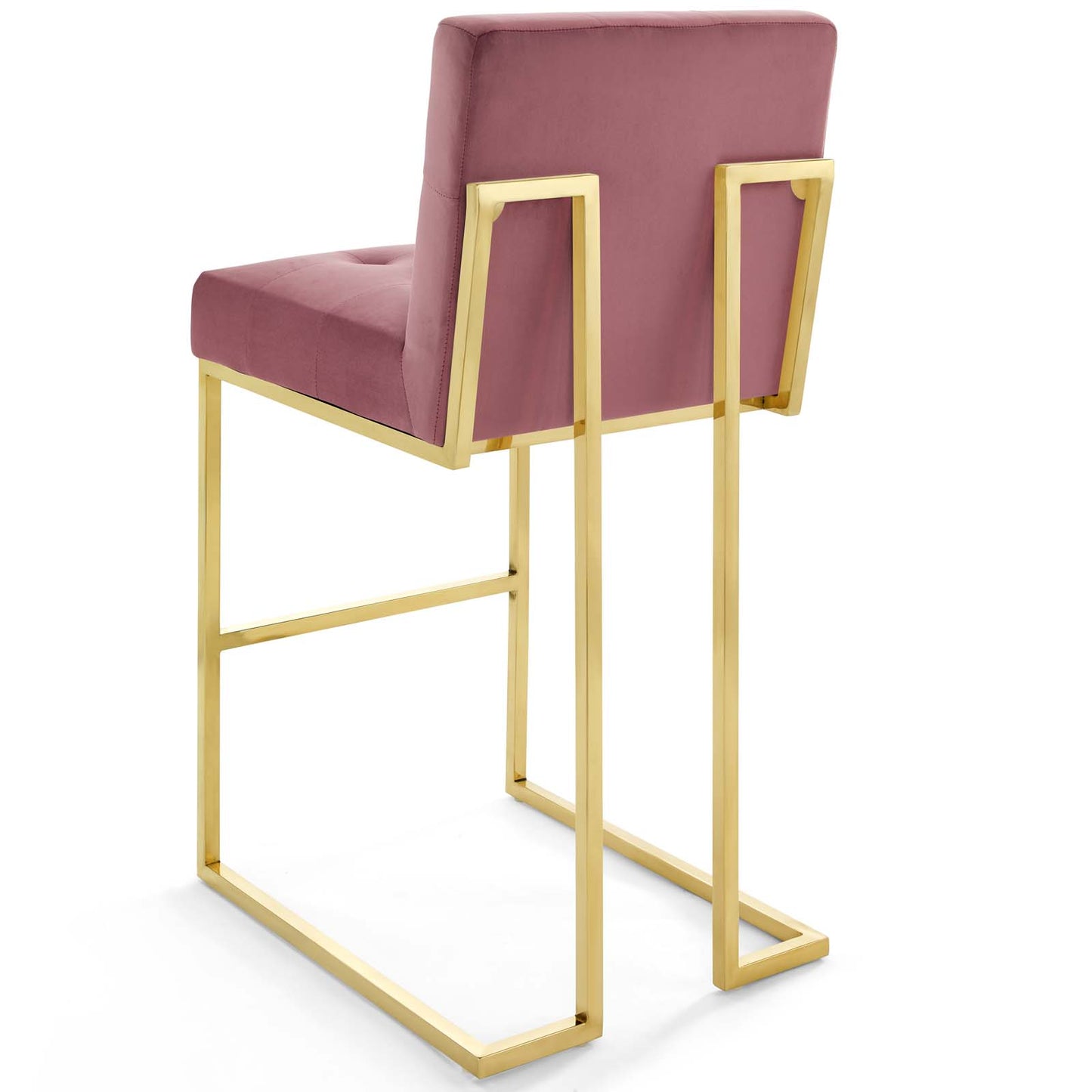Privy Gold Stainless Steel Performance Velvet Bar Stool Set of 2, Velvet, Metal Steel, Gold Pink, 19420