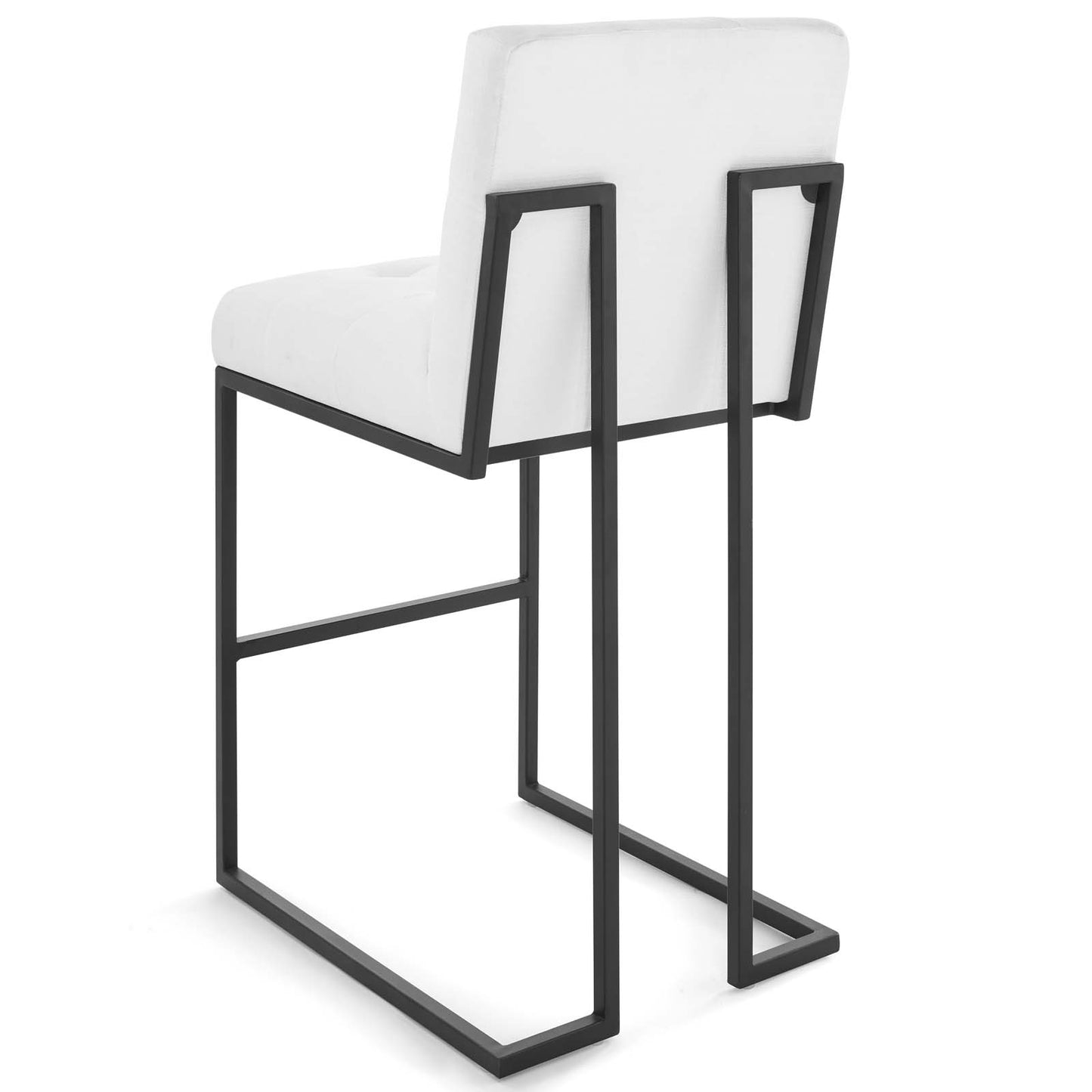 Privy Black Stainless Steel Upholstered Fabric Bar Stool Set of 2, Fabric, Metal Steel, Black White, 19426