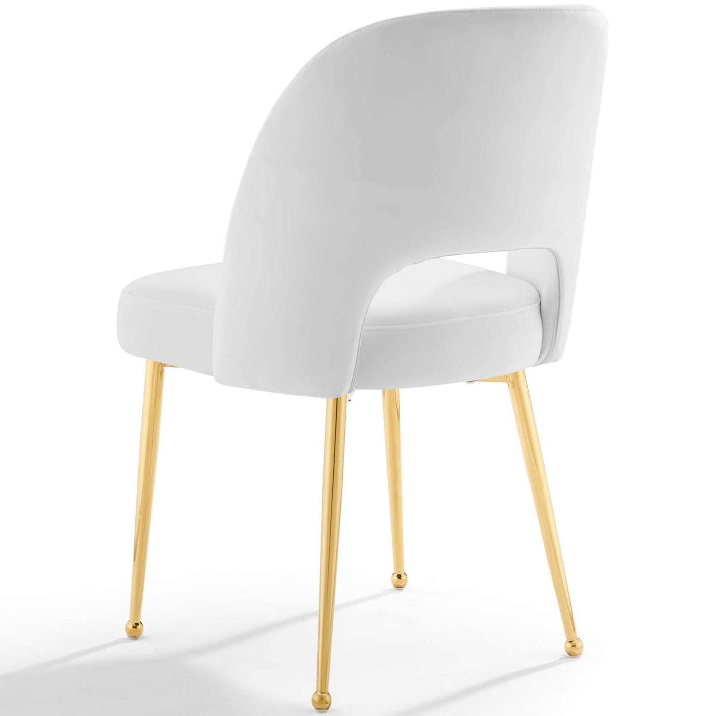 Rouse Dining Room Side Chair Set of 2, Velvet, Metal Steel, White, 19430