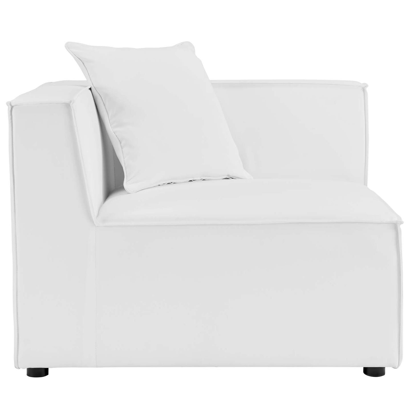 Saybrook Outdoor Patio Upholstered Sectional Sofa Corner Chair, Fabric, White, 19529