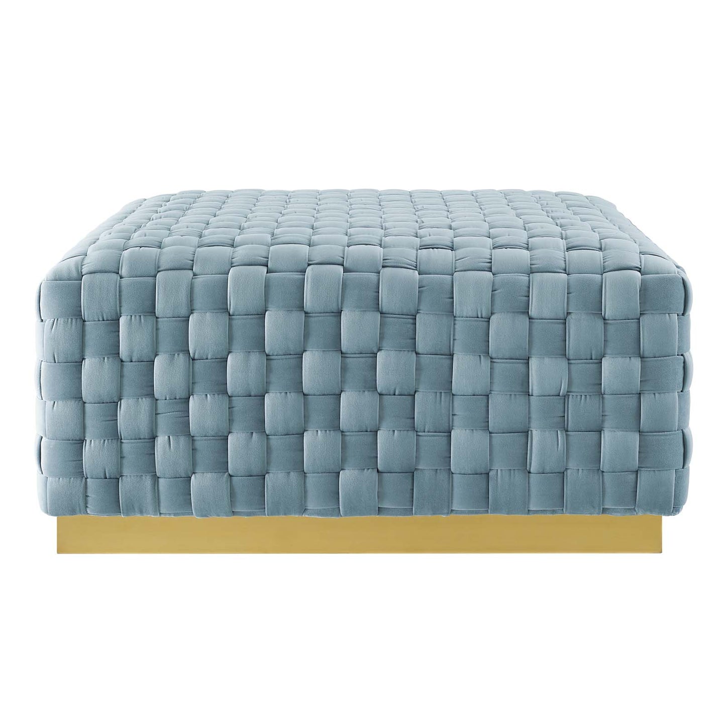 Florence Square Performance Velvet Ottoman, Velvet, Light Blue, 19651