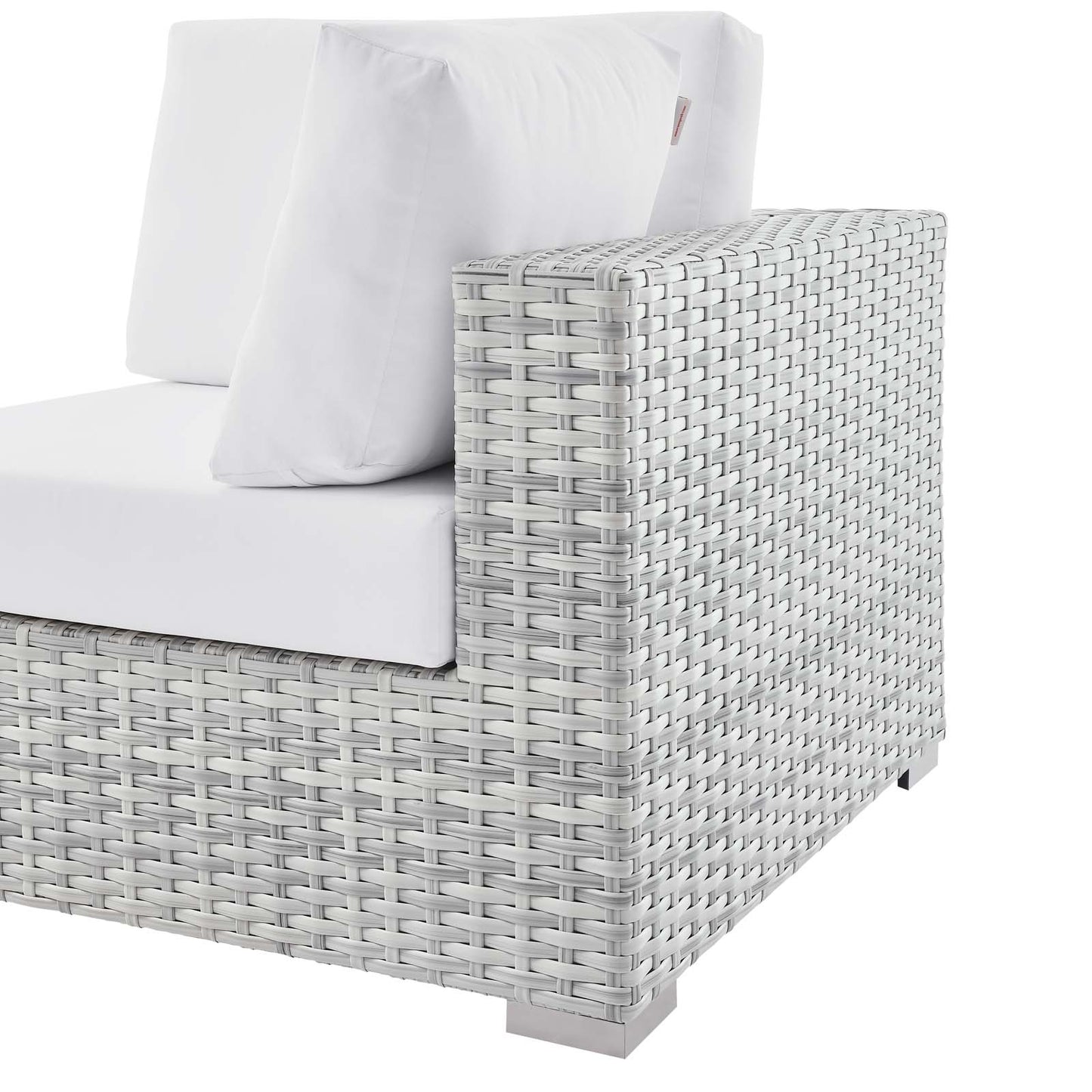 Convene Outdoor Patio Corner Chair, Rattan, Wicker, Light Grey Gray White, 19695