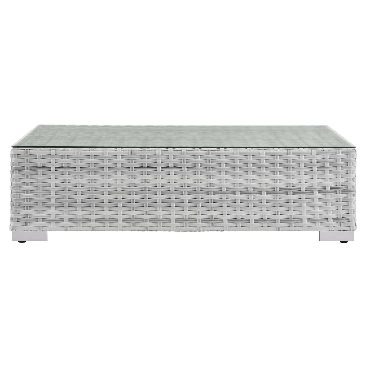 Convene Outdoor Patio Coffee Table, Rattan, Wicker, Light Grey Gray, 19706