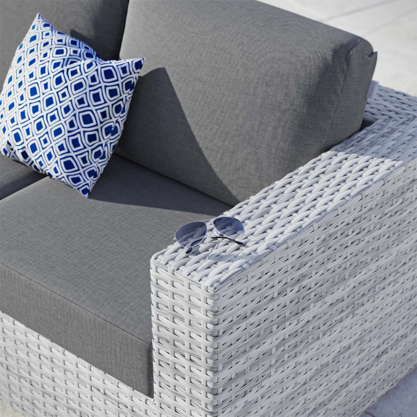 Convene Outdoor Patio Right-Arm Loveseat, Rattan, Wicker, Grey Gray, 19713