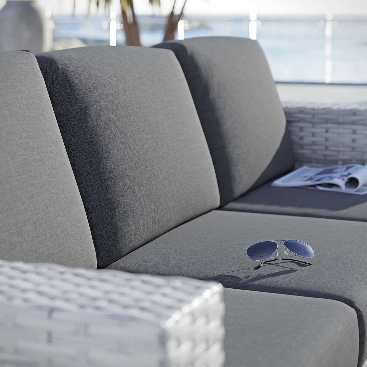 Convene Outdoor Patio Sofa, Rattan, Wicker, Grey Gray, 19728