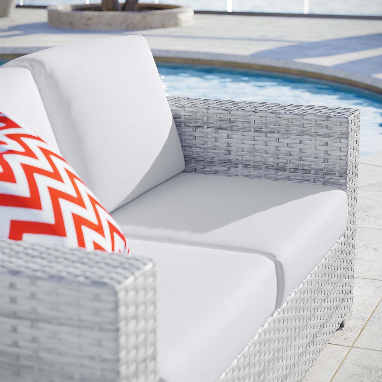 Convene Outdoor Patio Loveseat, Rattan, Wicker, Light Grey Gray White, 19737