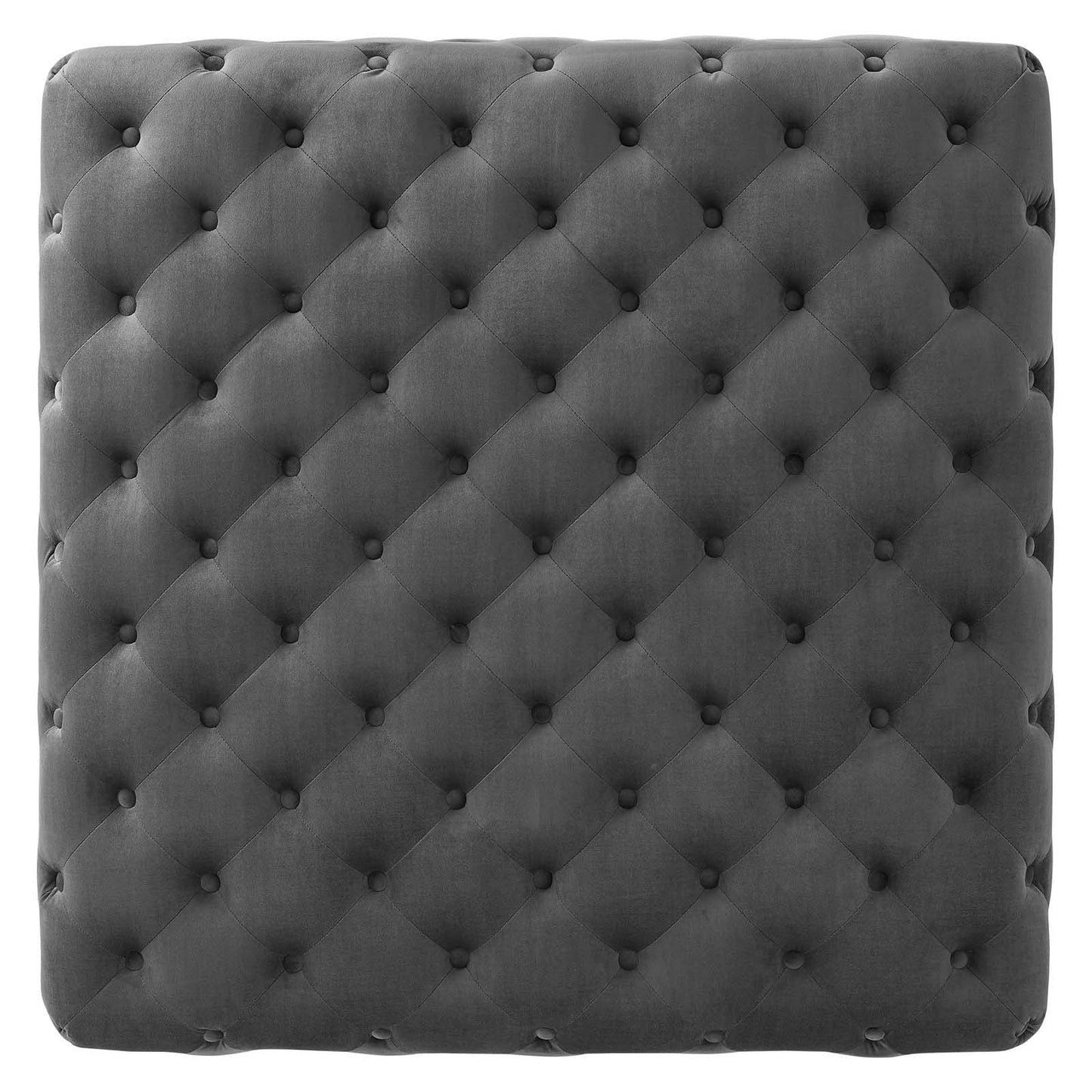 Ensconce Tufted Performance Velvet Square Ottoman, Velvet, Grey Gray, 19777