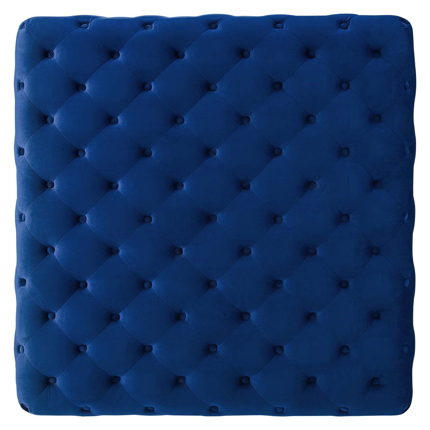 Ensconce Tufted Performance Velvet Square Ottoman, Velvet, Blue Navy, 19778