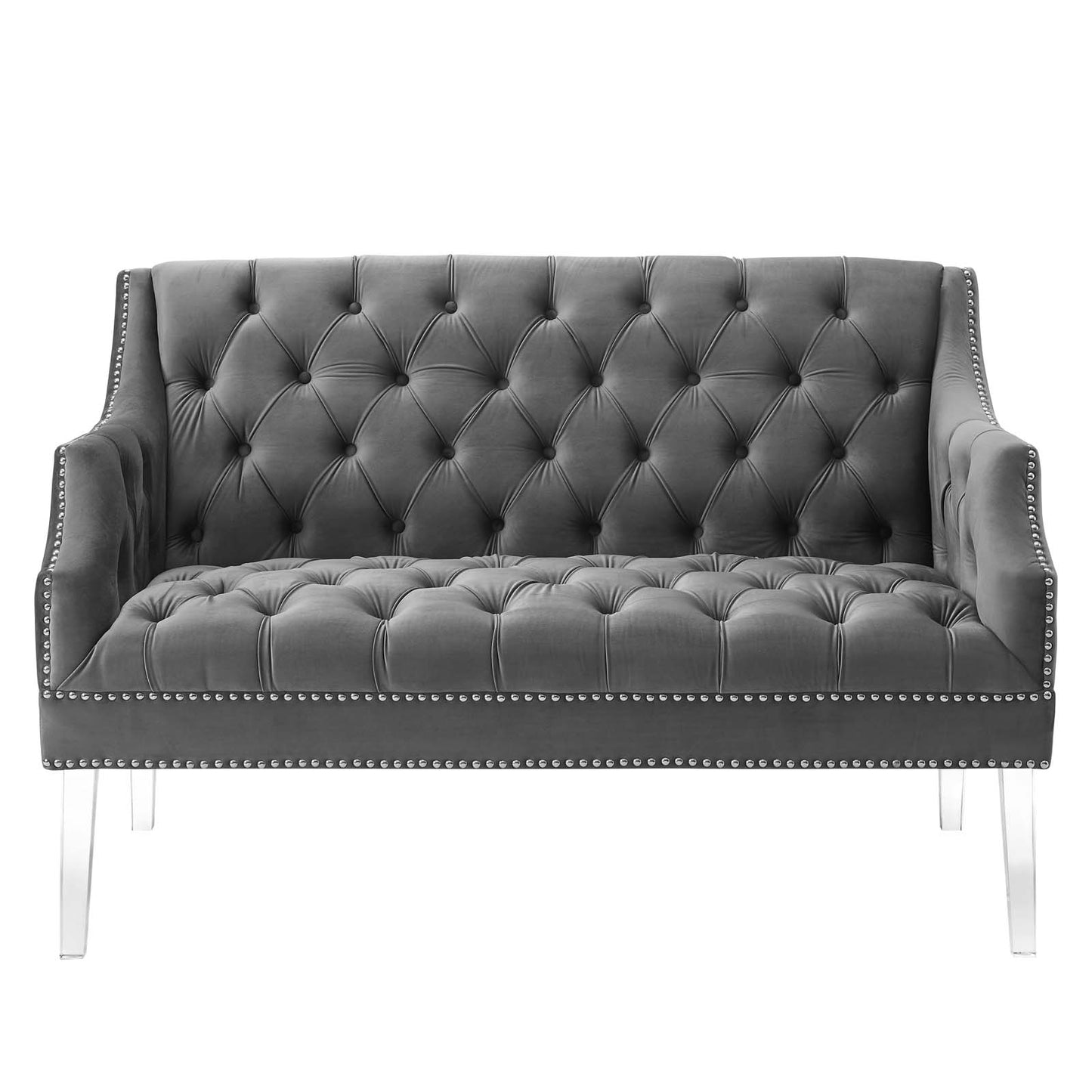 Proverbial Tufted Performance Velvet Loveseat, Velvet, Grey Gray, 19783