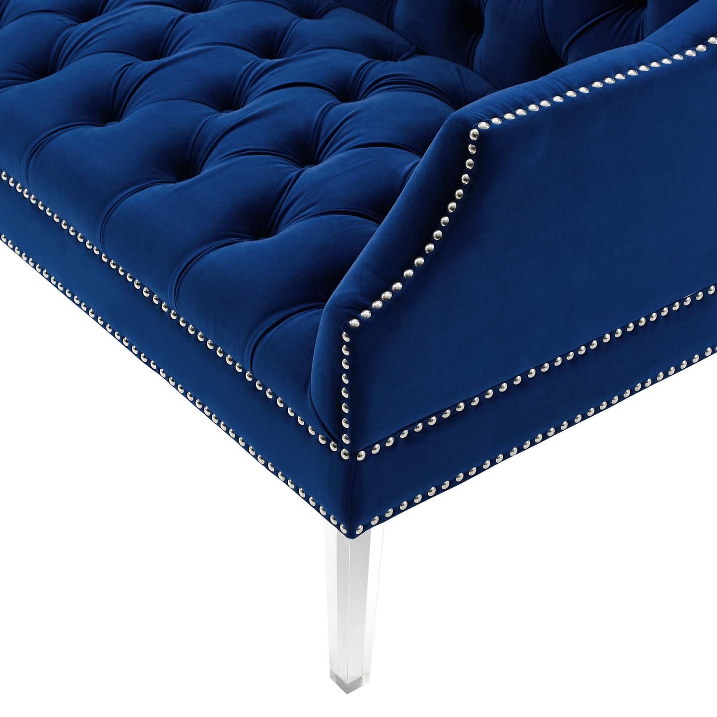 Proverbial Tufted Performance Velvet Loveseat, Velvet, Blue Navy, 19784