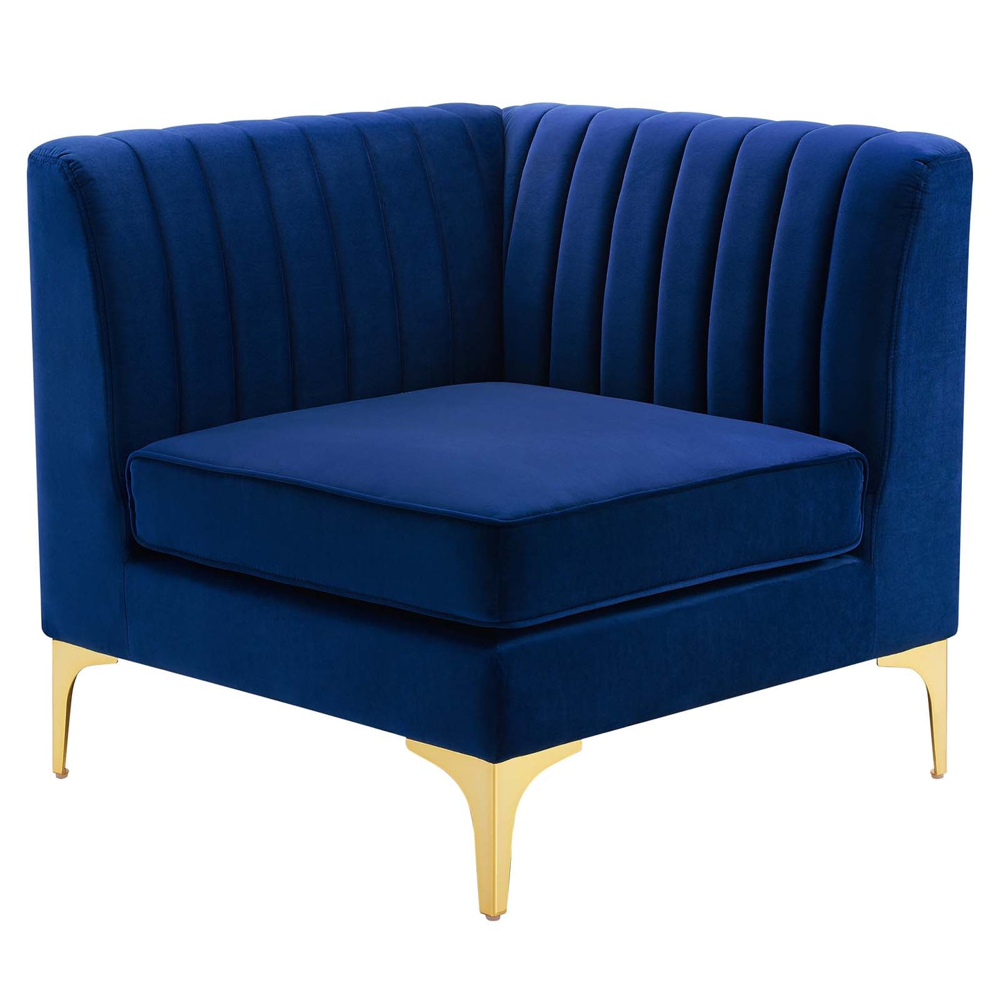 Triumph Channel Tufted Performance Velvet Loveseat, Velvet, Blue Navy, 19798