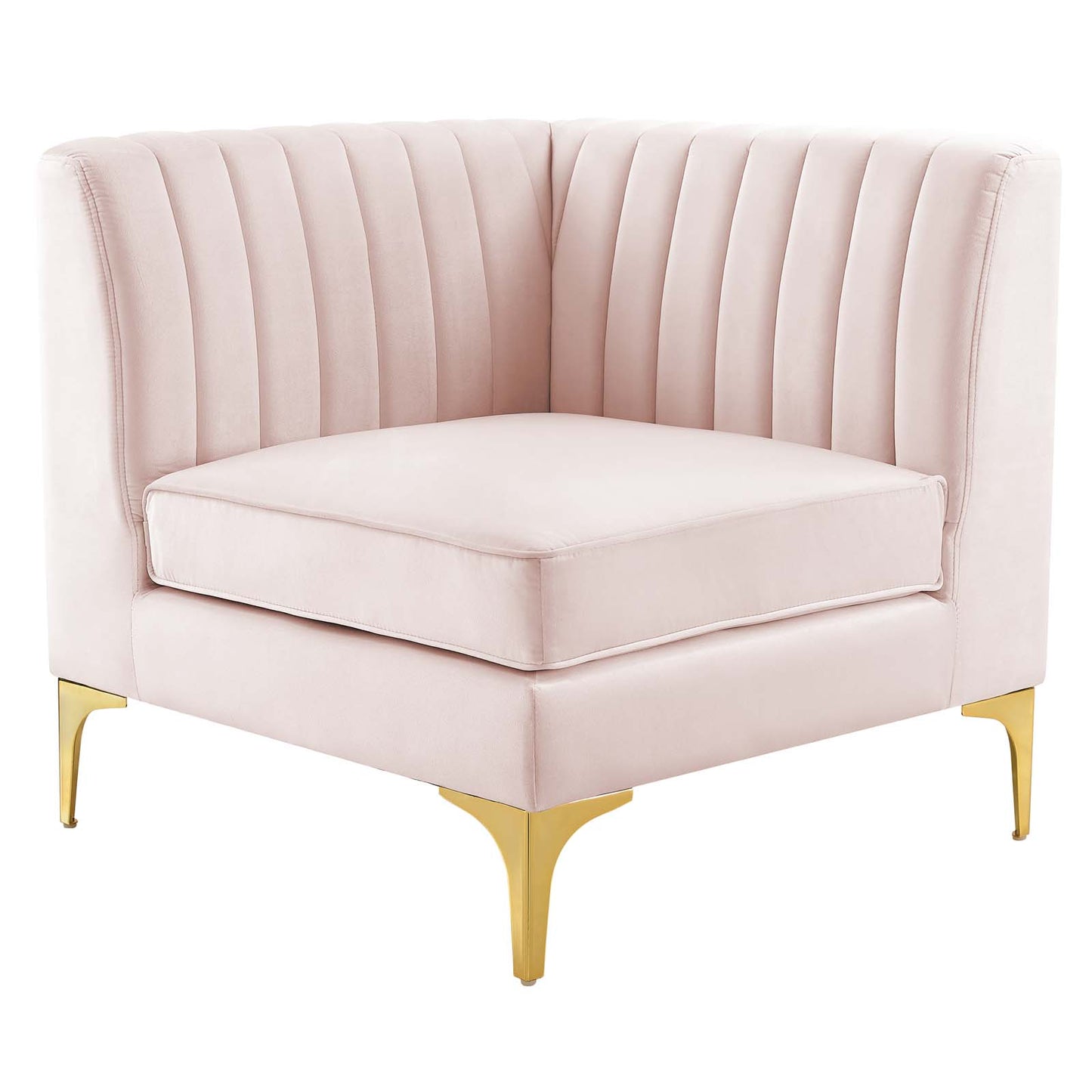 Triumph Channel Tufted Performance Velvet Loveseat, Velvet, Pink, 19799