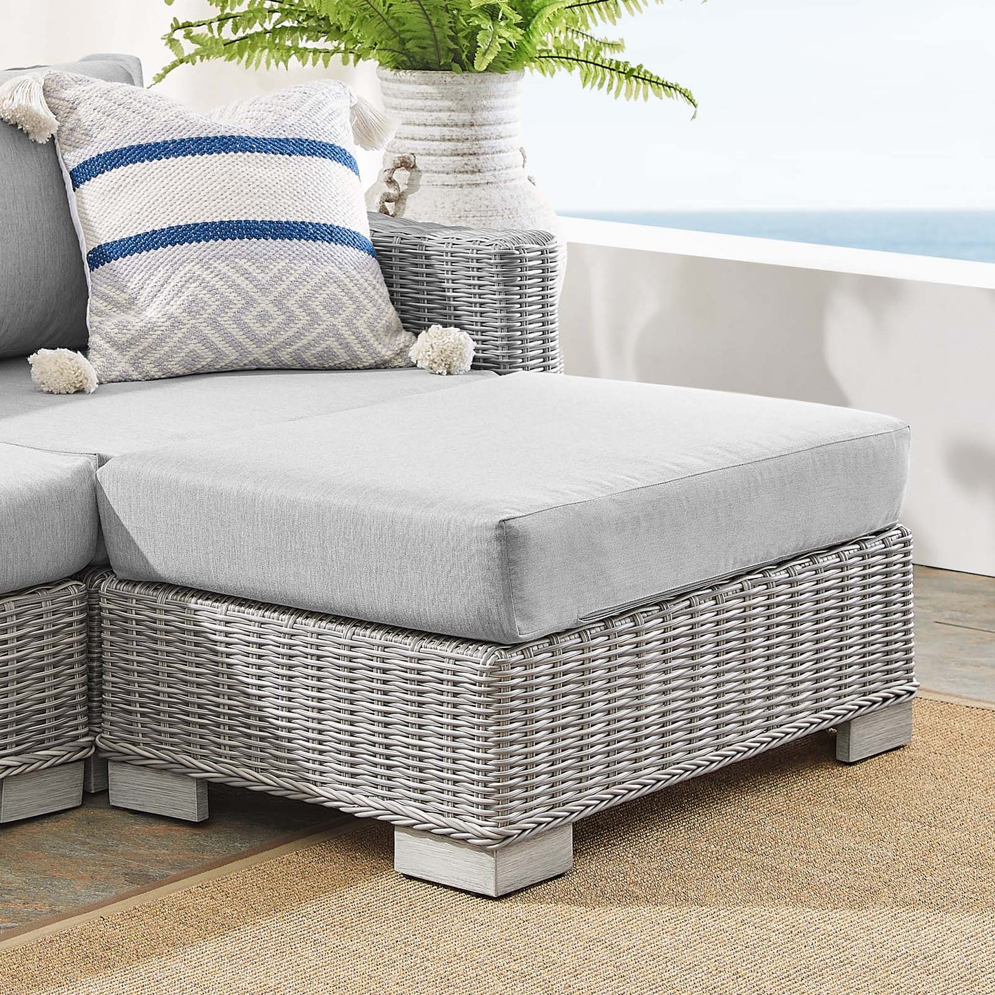 Conway Sunbrella® Outdoor Patio Wicker Rattan 6-Piece Furniture Set, Rattan, Wicker, Grey Gray, 19848