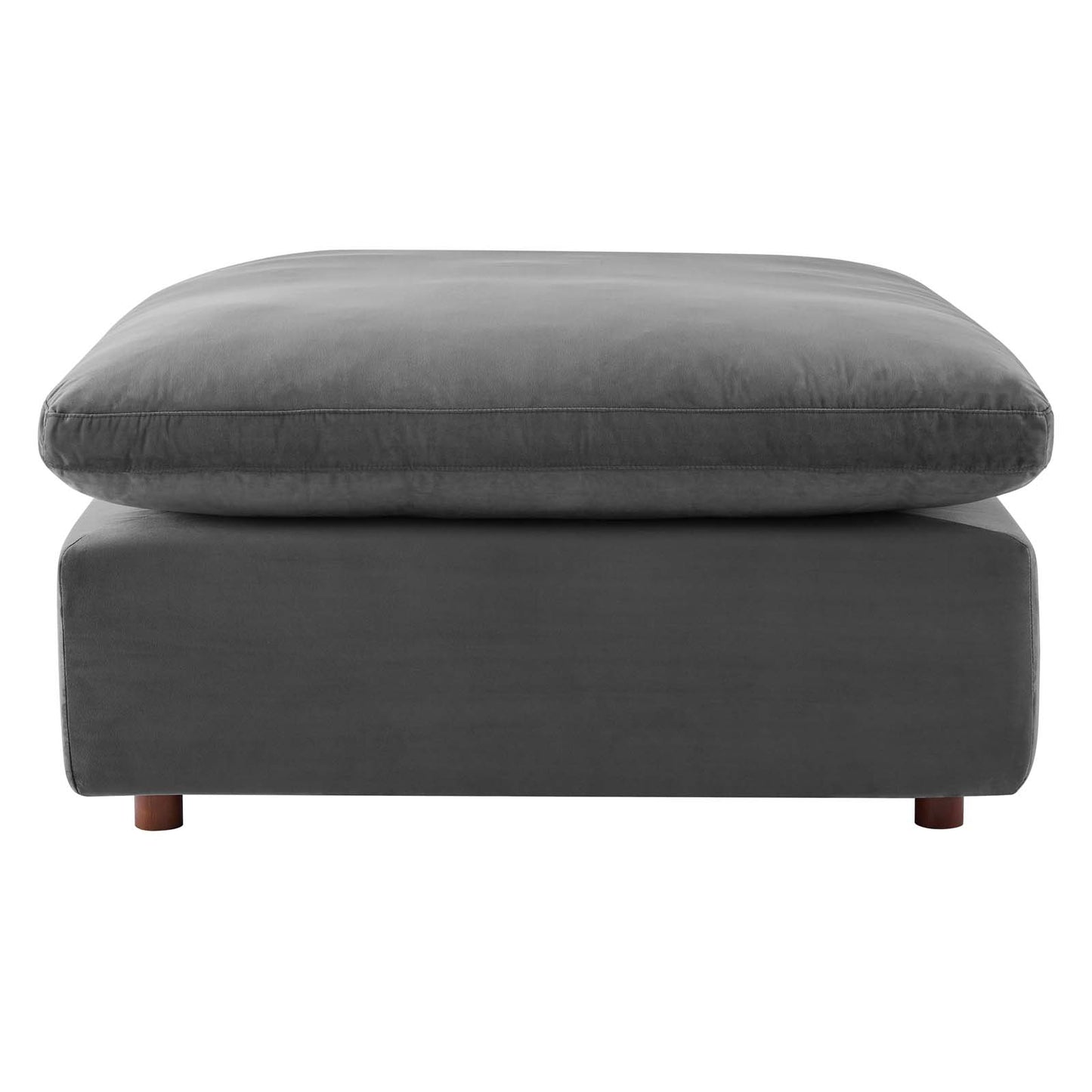Commix Down Filled Overstuffed Performance Velvet Ottoman, Velvet, Grey Gray, 19854