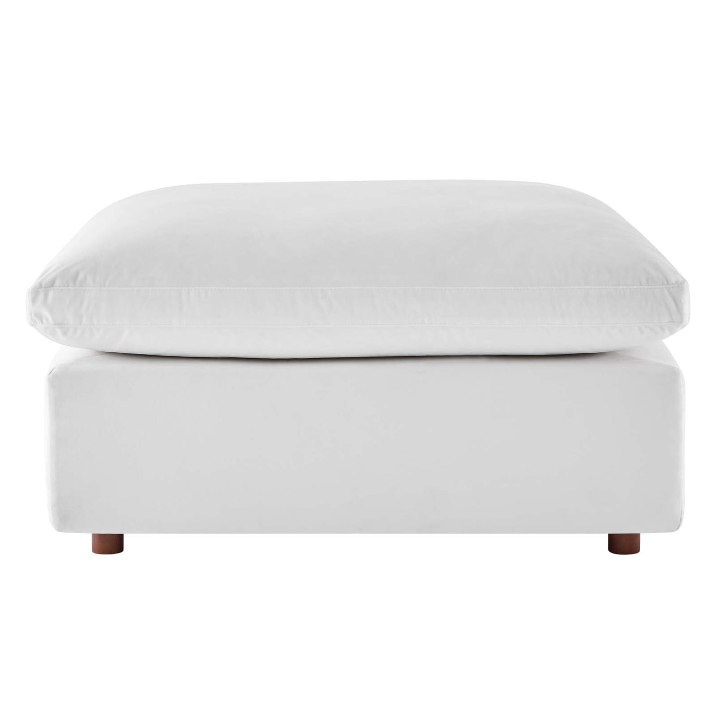 Commix Down Filled Overstuffed Performance Velvet Ottoman, Velvet, White, 19857