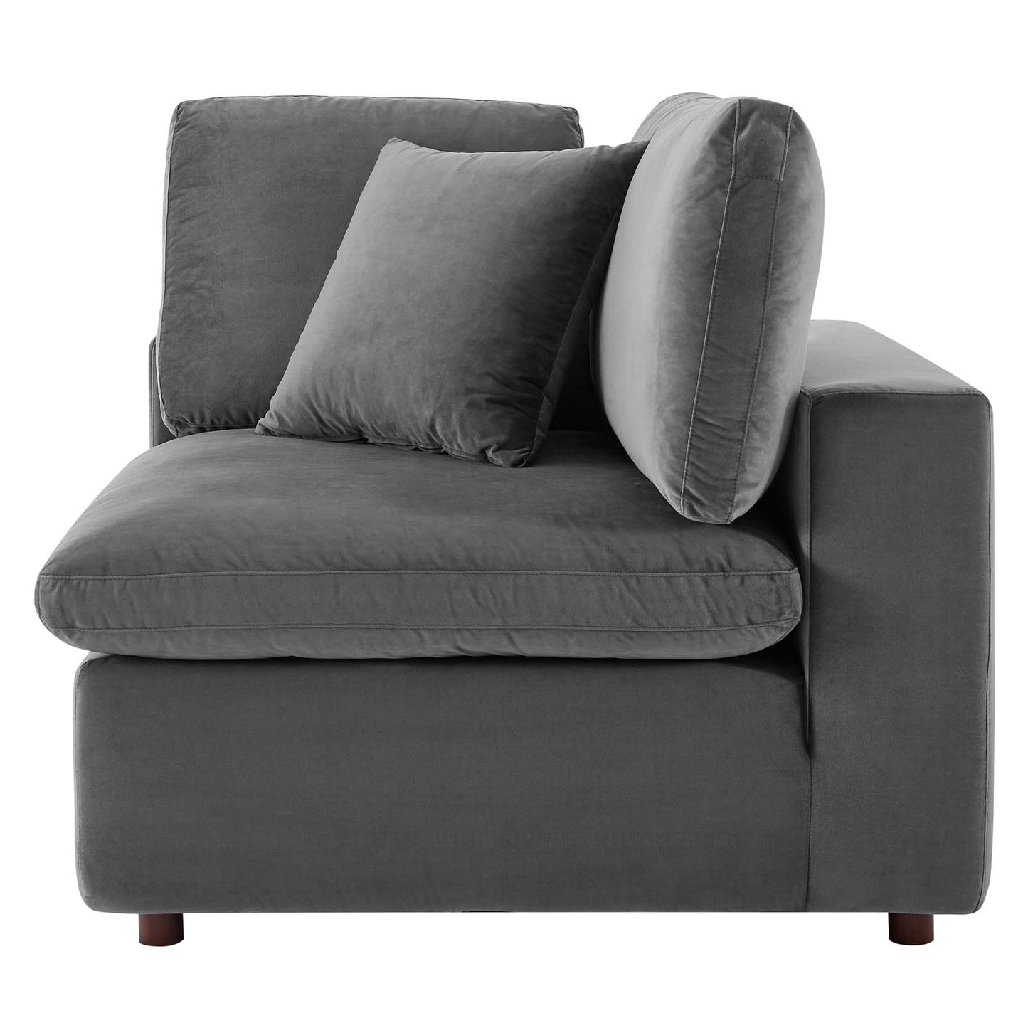 Commix Down Filled Overstuffed Performance Velvet Corner Chair, Velvet, Grey Gray, 19861