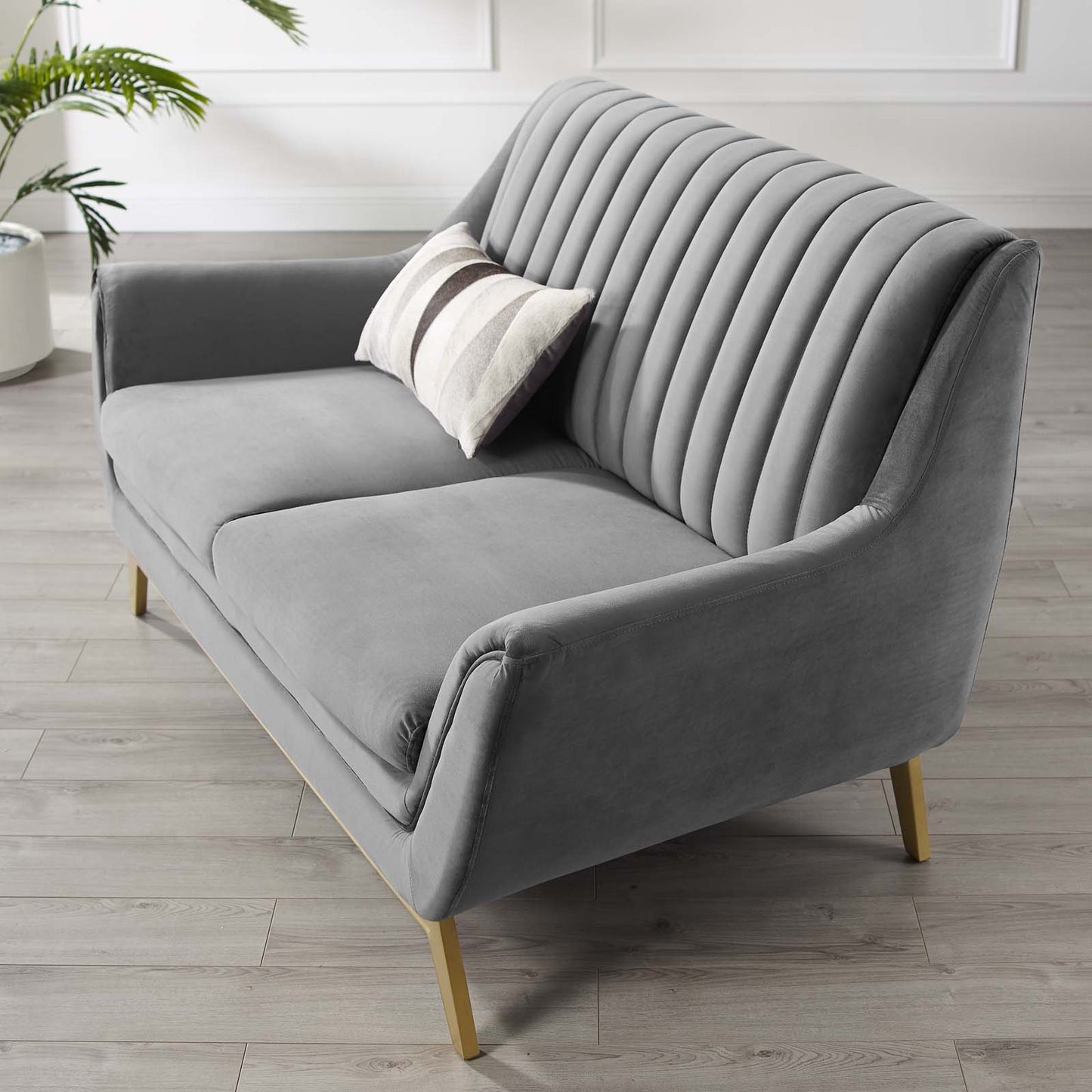 Winsome Channel Tufted Performance Velvet Loveseat, Velvet, Grey Gray, 19987