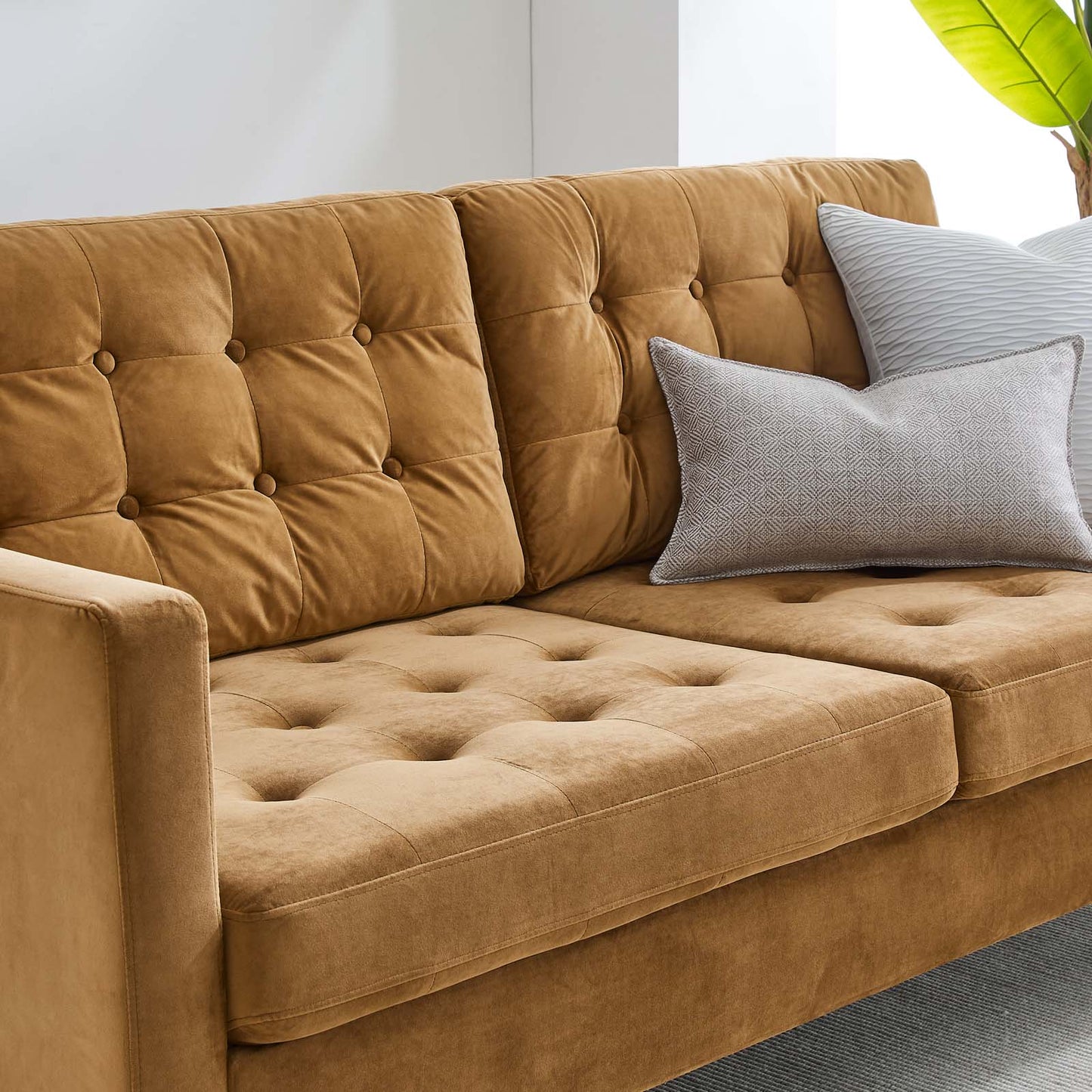 Exalt Tufted Performance Velvet Sofa, Velvet, Brown, 23140
