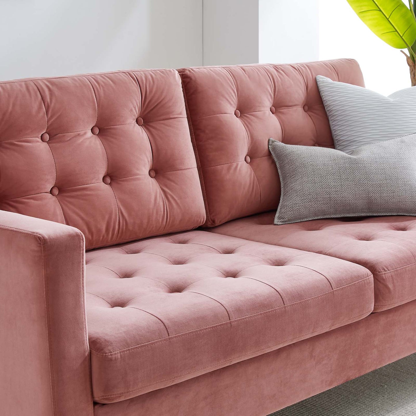 Exalt Tufted Performance Velvet Sofa, Velvet, Pink, 23141