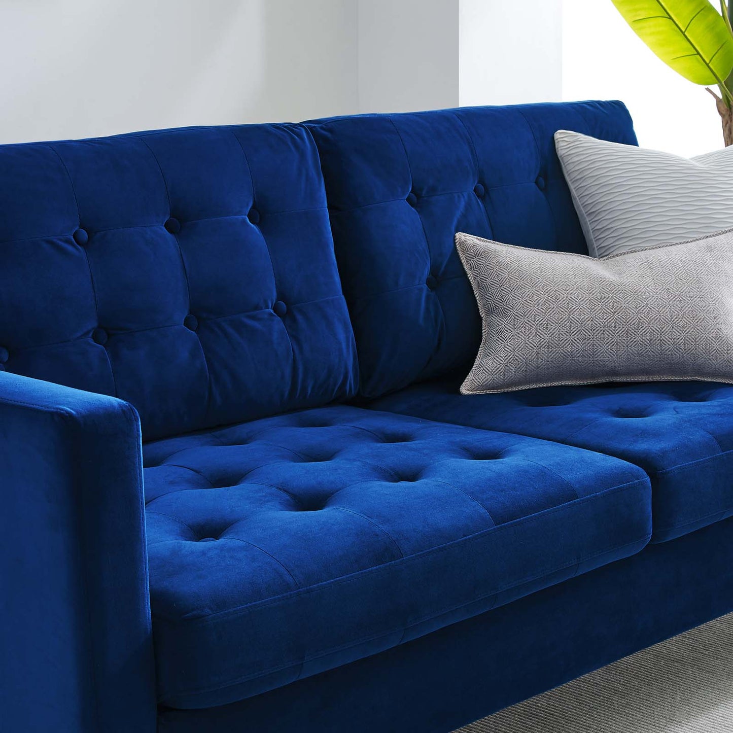 Exalt Tufted Performance Velvet Sofa, Velvet, Blue Navy, 23143