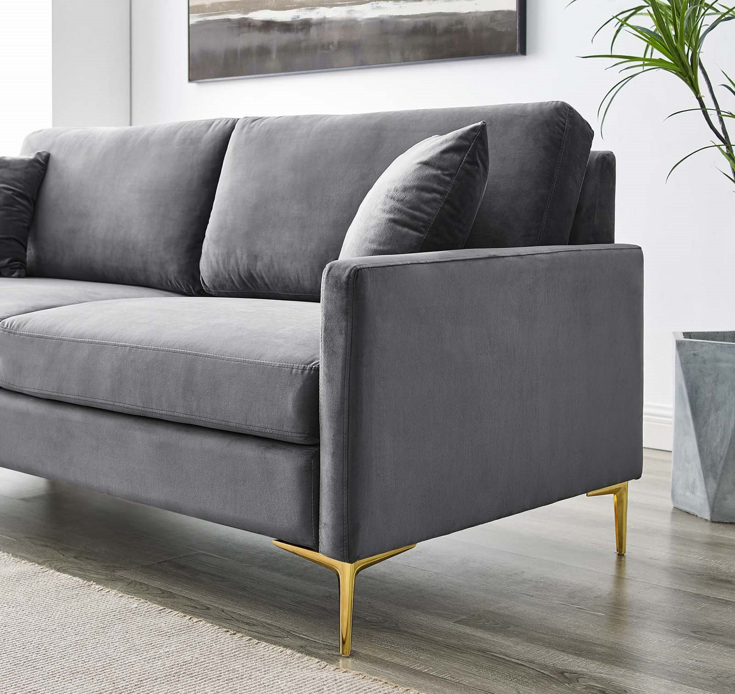 Juliana Performance Velvet Sofa, Velvet, Grey Gray, 20068