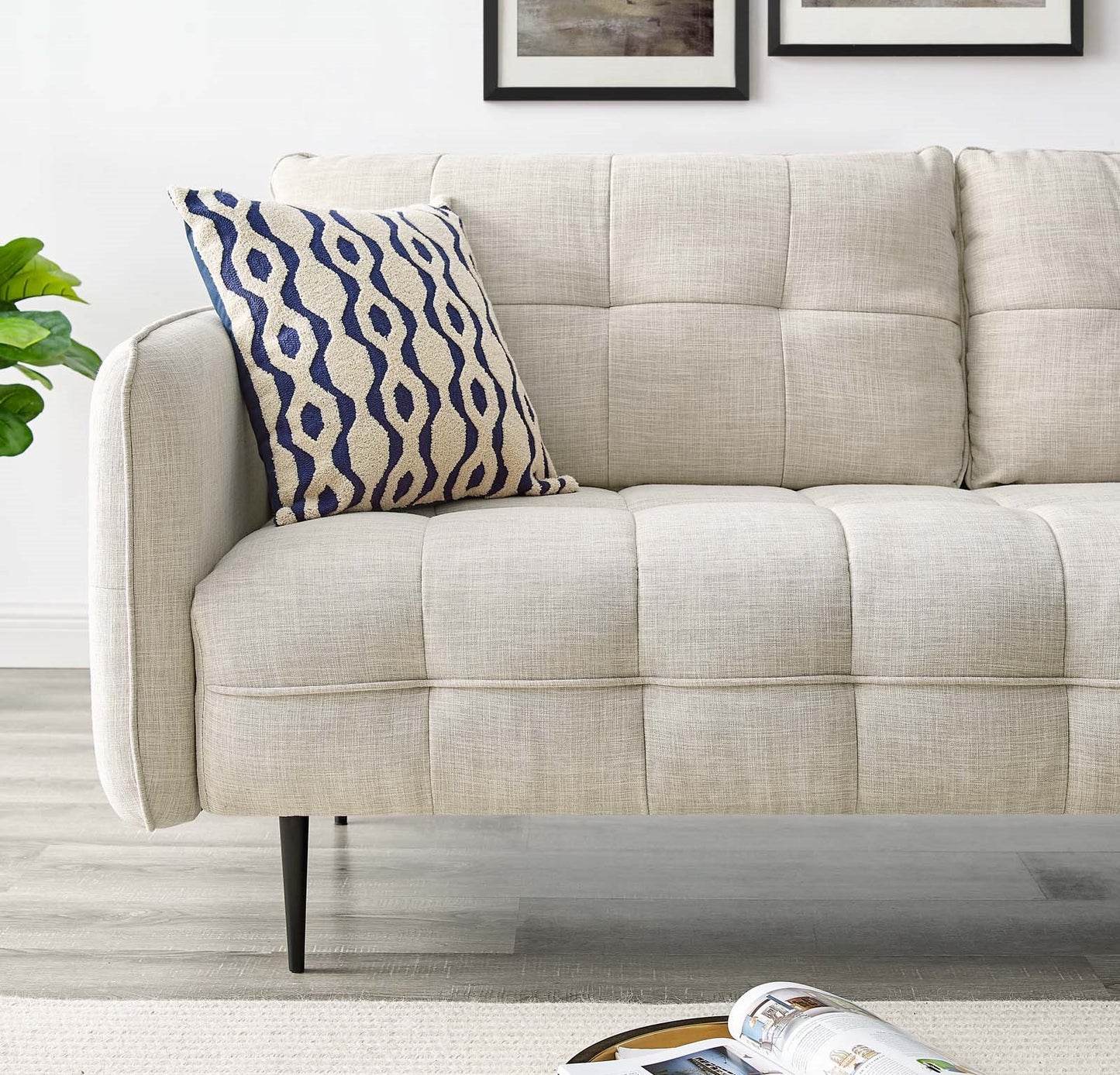 Cameron Tufted Fabric Sofa, Fabric, Beige, 20079