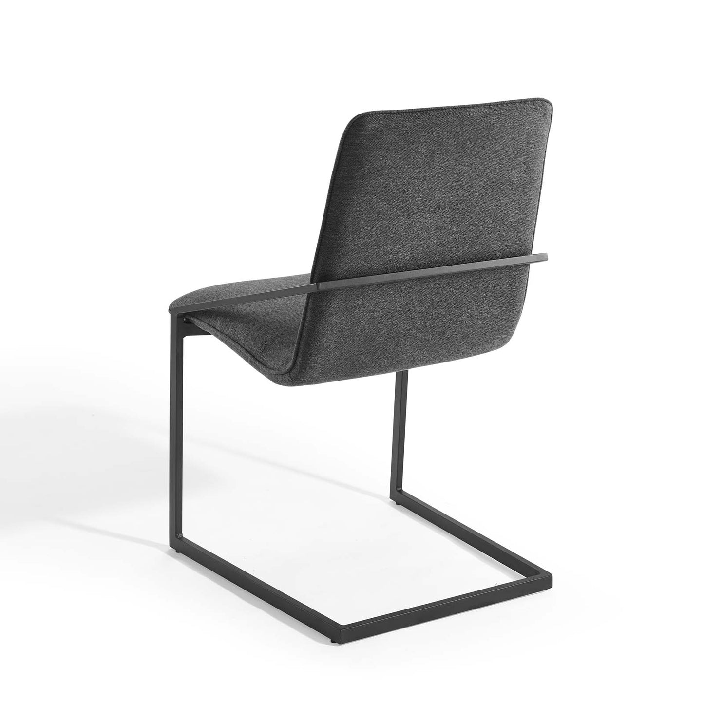 Pitch Dining Armchair Upholstered Fabric Set of 2, Fabric, Metal Steel, Black Grey Gray, 20113