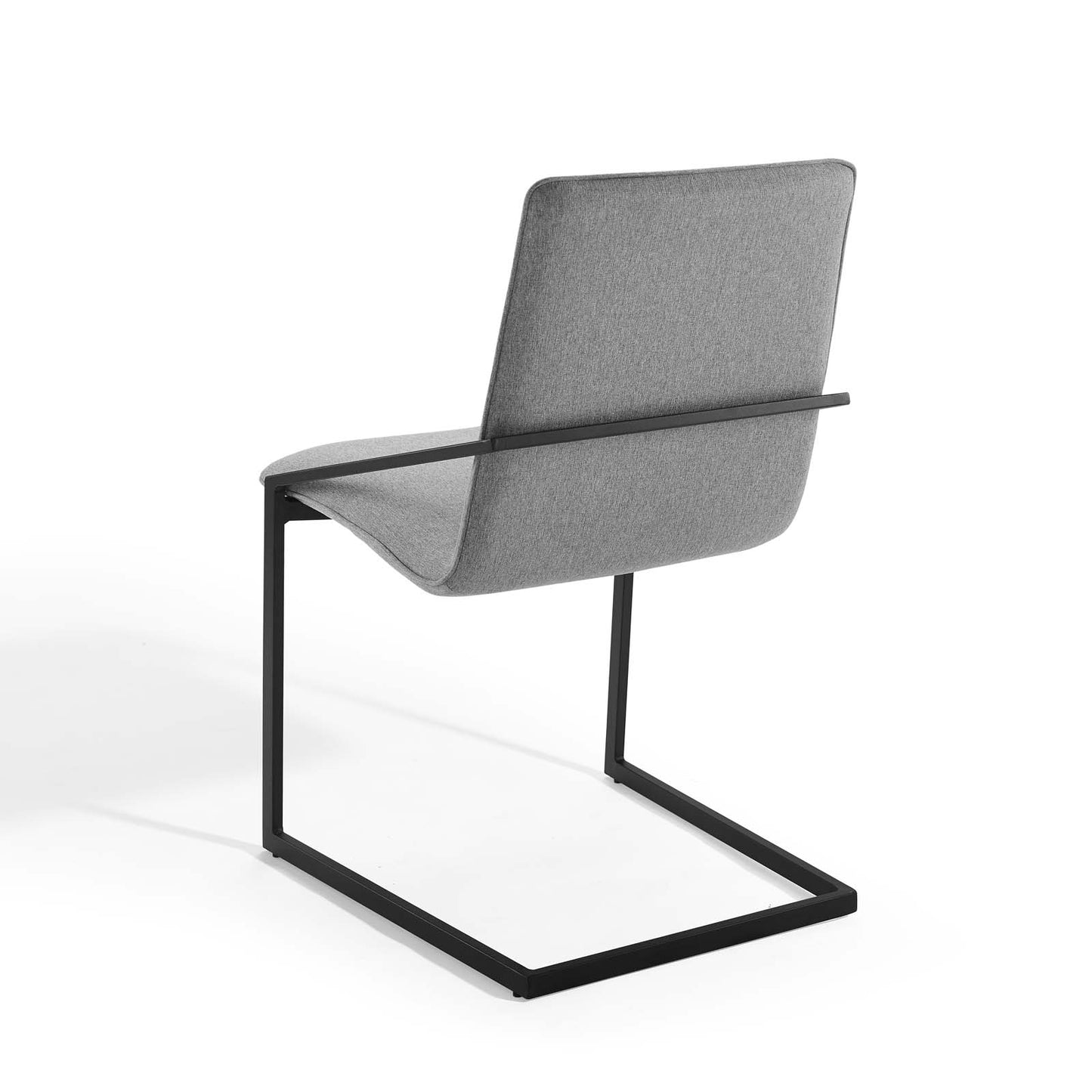 Pitch Dining Armchair Upholstered Fabric Set of 2, Fabric, Metal Steel, Black Grey Gray, 20114