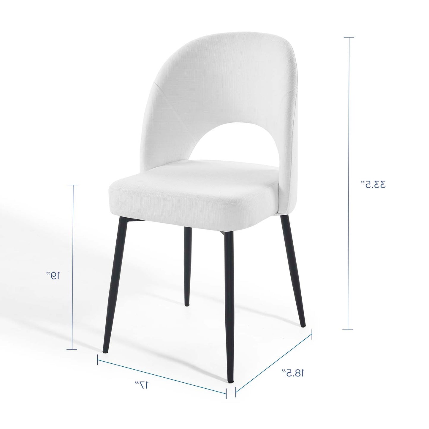 Rouse Dining Side Chair Upholstered Fabric Set of 2, Fabric, Metal Steel, Black White, 20119