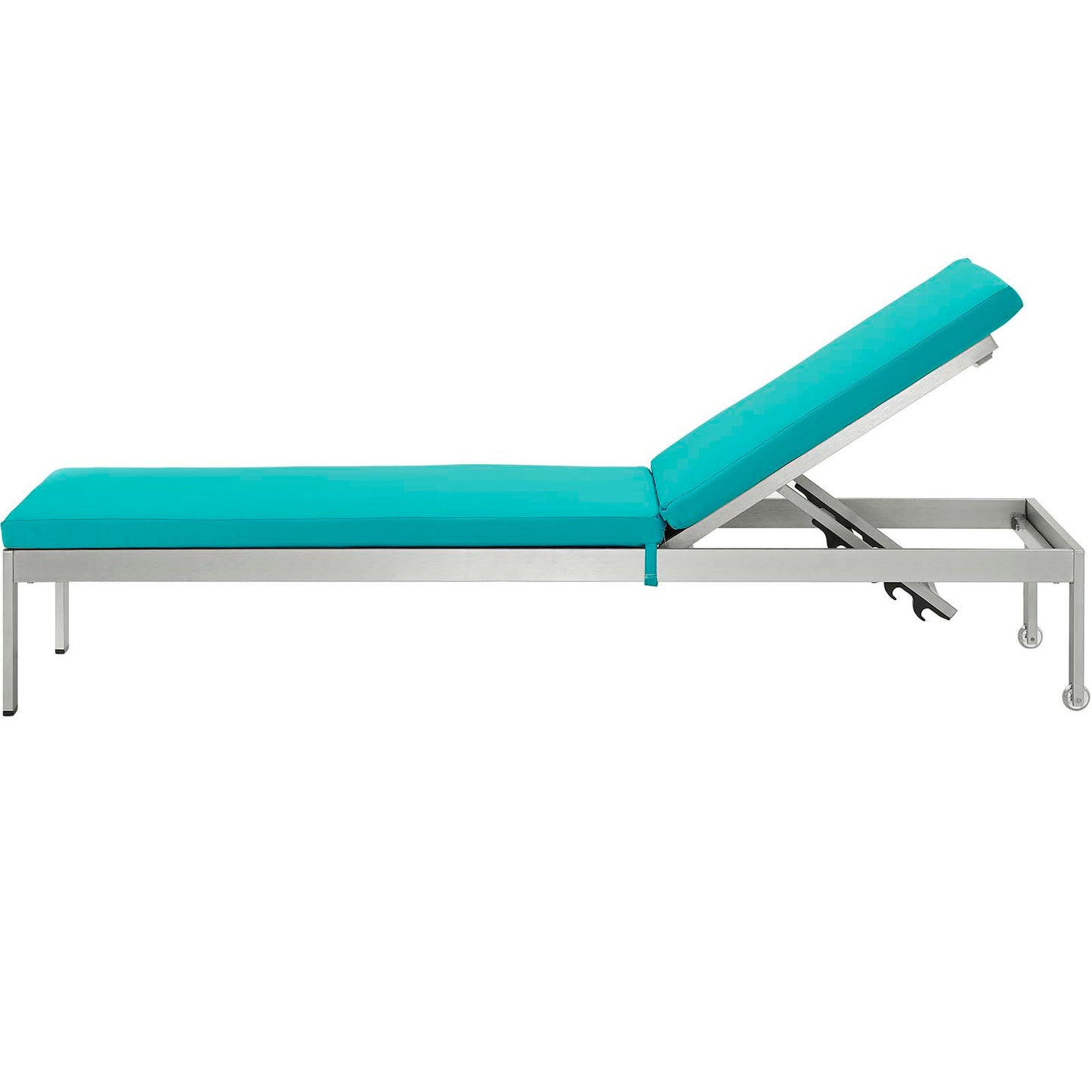 Shore Outdoor Patio Aluminum Chaise with Cushions, Aluminum, Metal, Steel, Silver Blue, 20132
