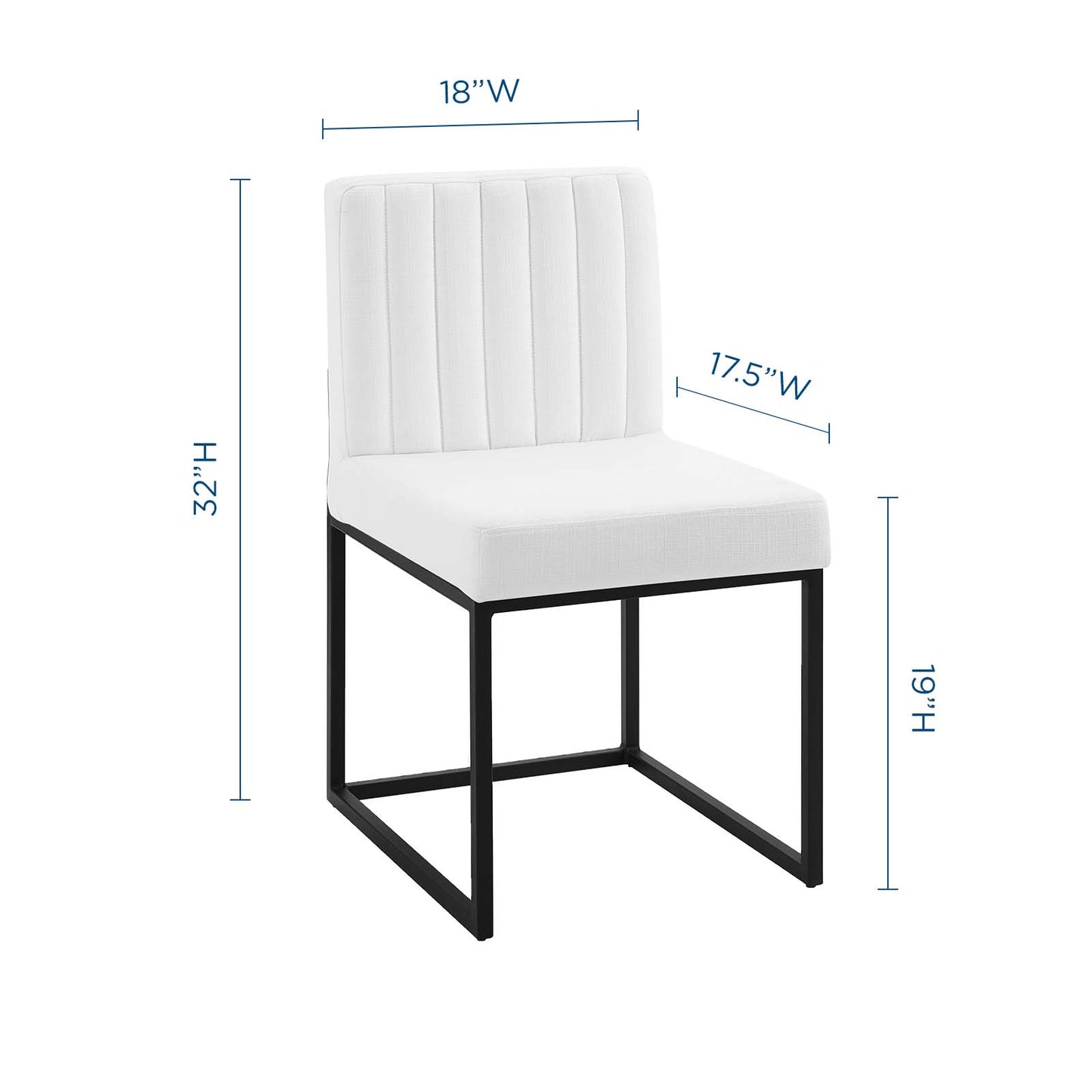 Carriage Dining Chair Upholstered Fabric Set of 2, Fabric, Metal Steel, Black White, 20160