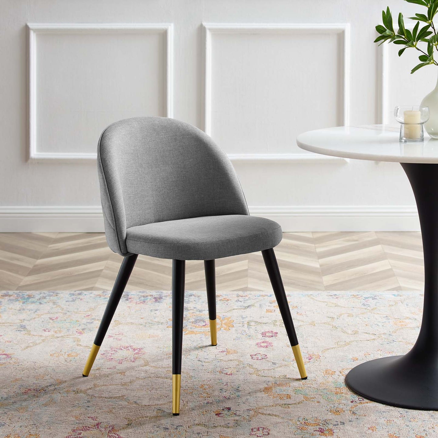 Cordial Upholstered Fabric Dining Chairs - Set of 2, Fabric, Light Grey Gray, 20192