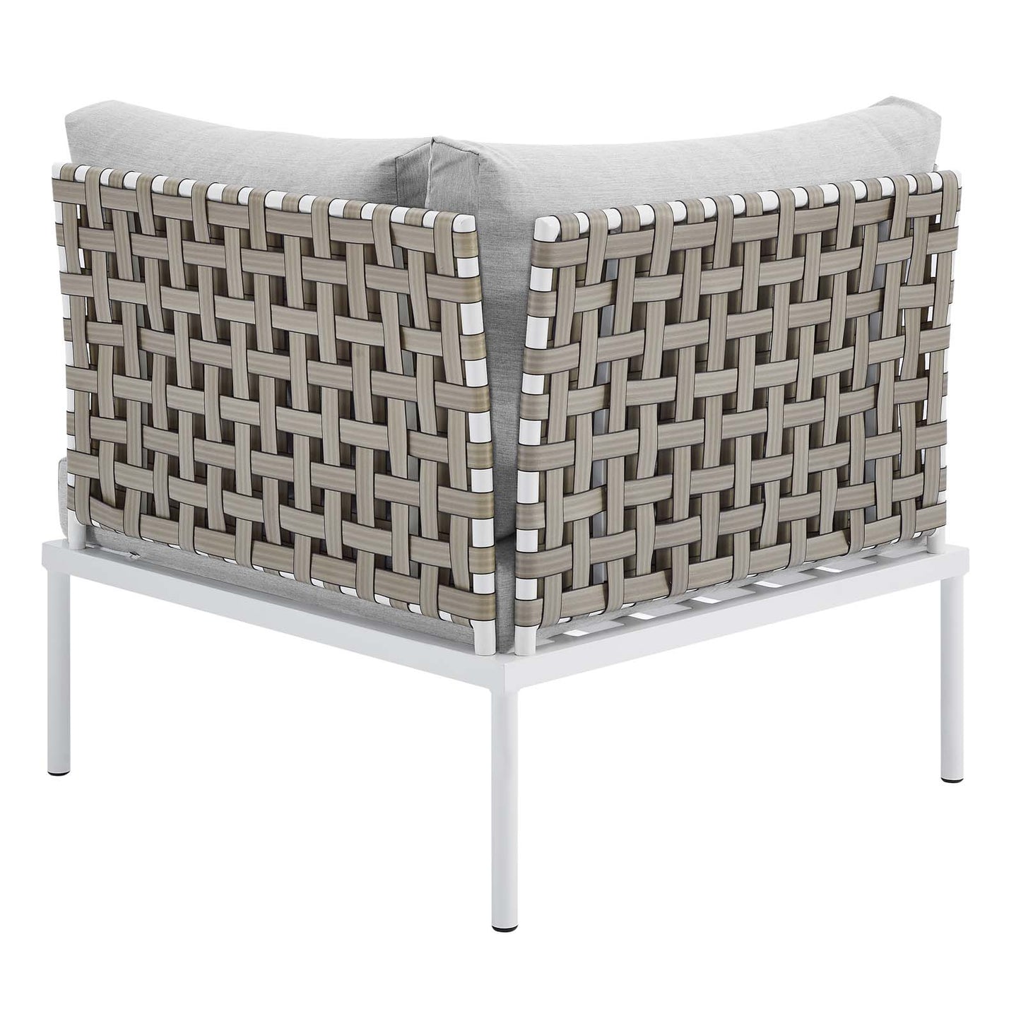 Harmony Sunbrella® Basket Weave Outdoor Patio Aluminum Corner Chair, Aluminum, Metal, Steel, Grey Gray, 20248